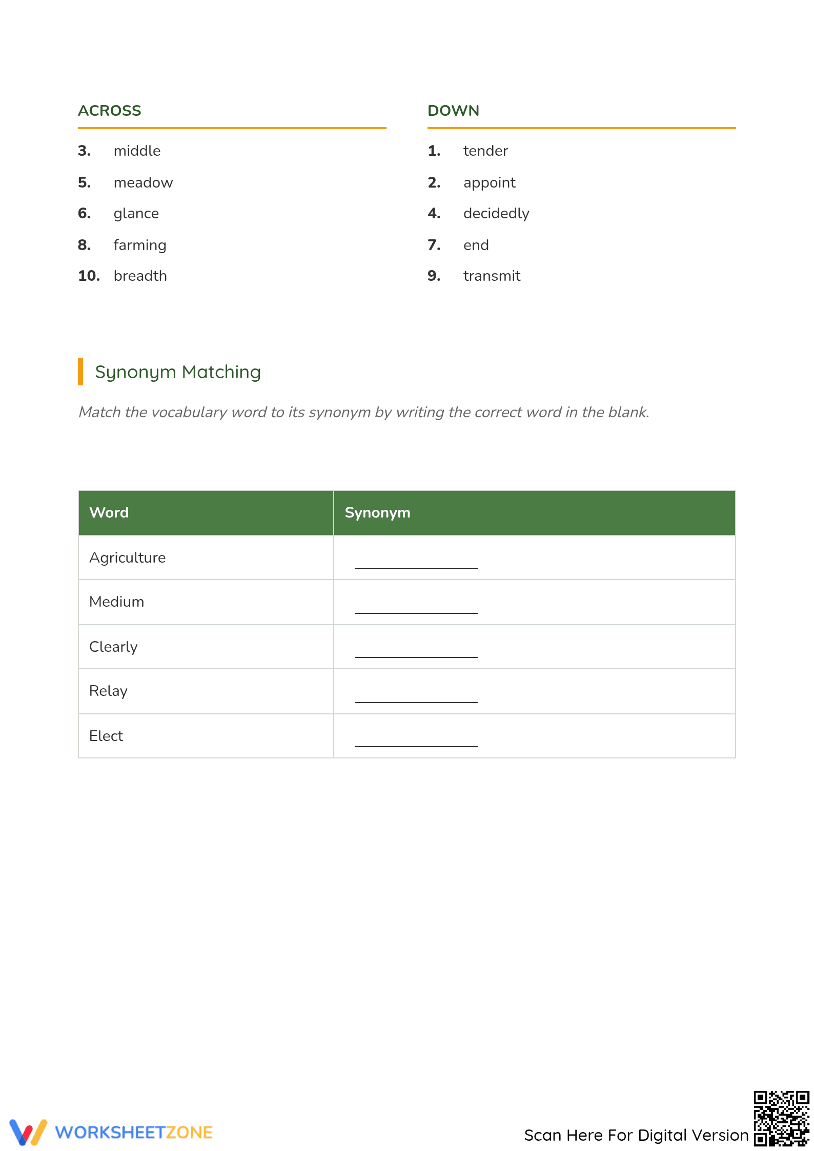 Grade 4 Synonym Crossword — Printable No-Prep Worksheet - Page 2