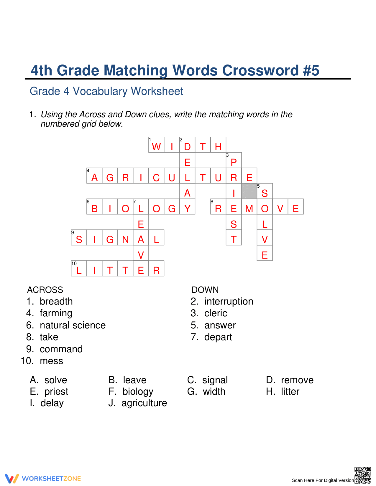 Grade 4 Synonym Crossword — Printable No-Prep Worksheet - Page 2