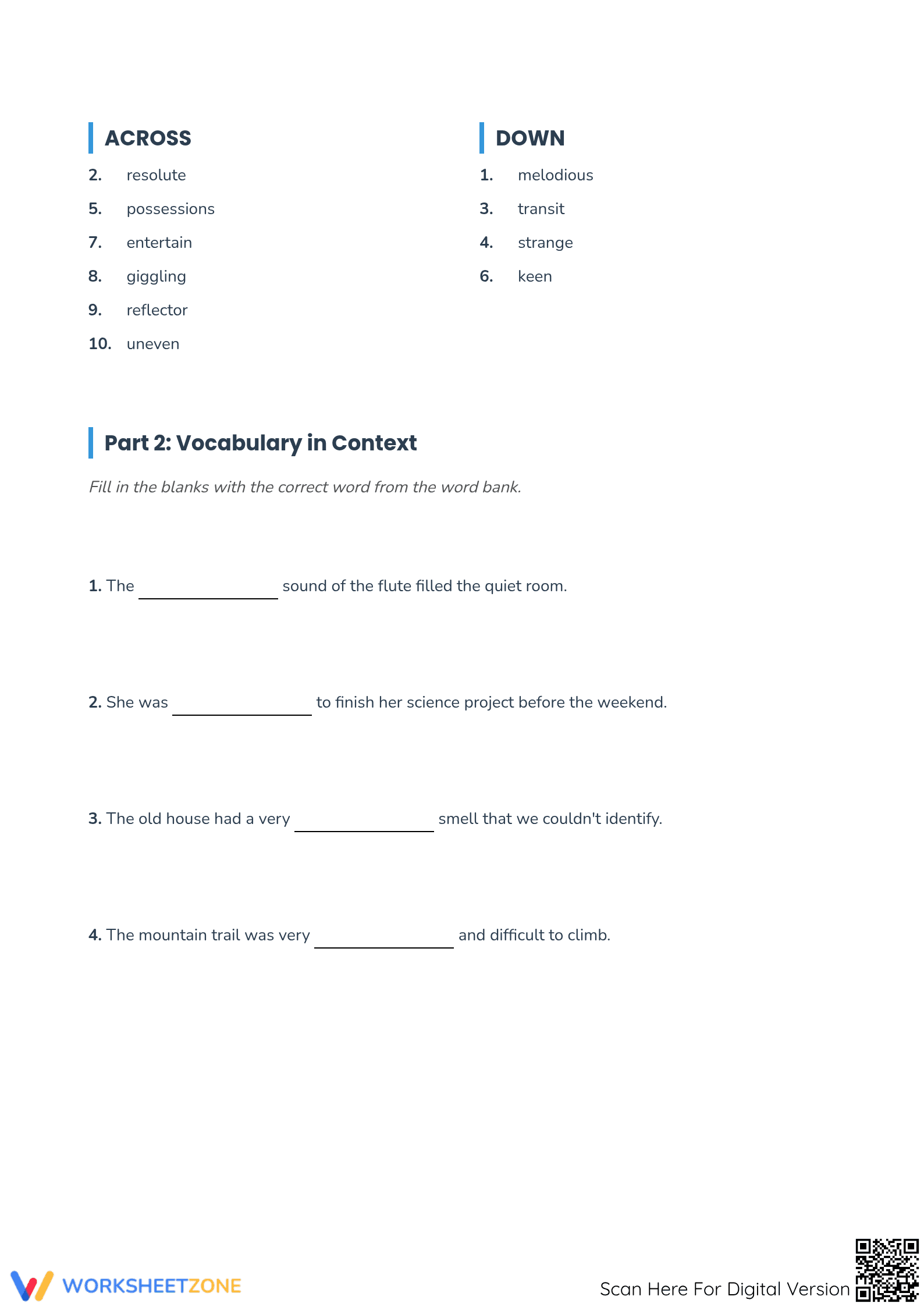 5th Grade Synonym Crossword — Essential Vocabulary Ready - Page 2