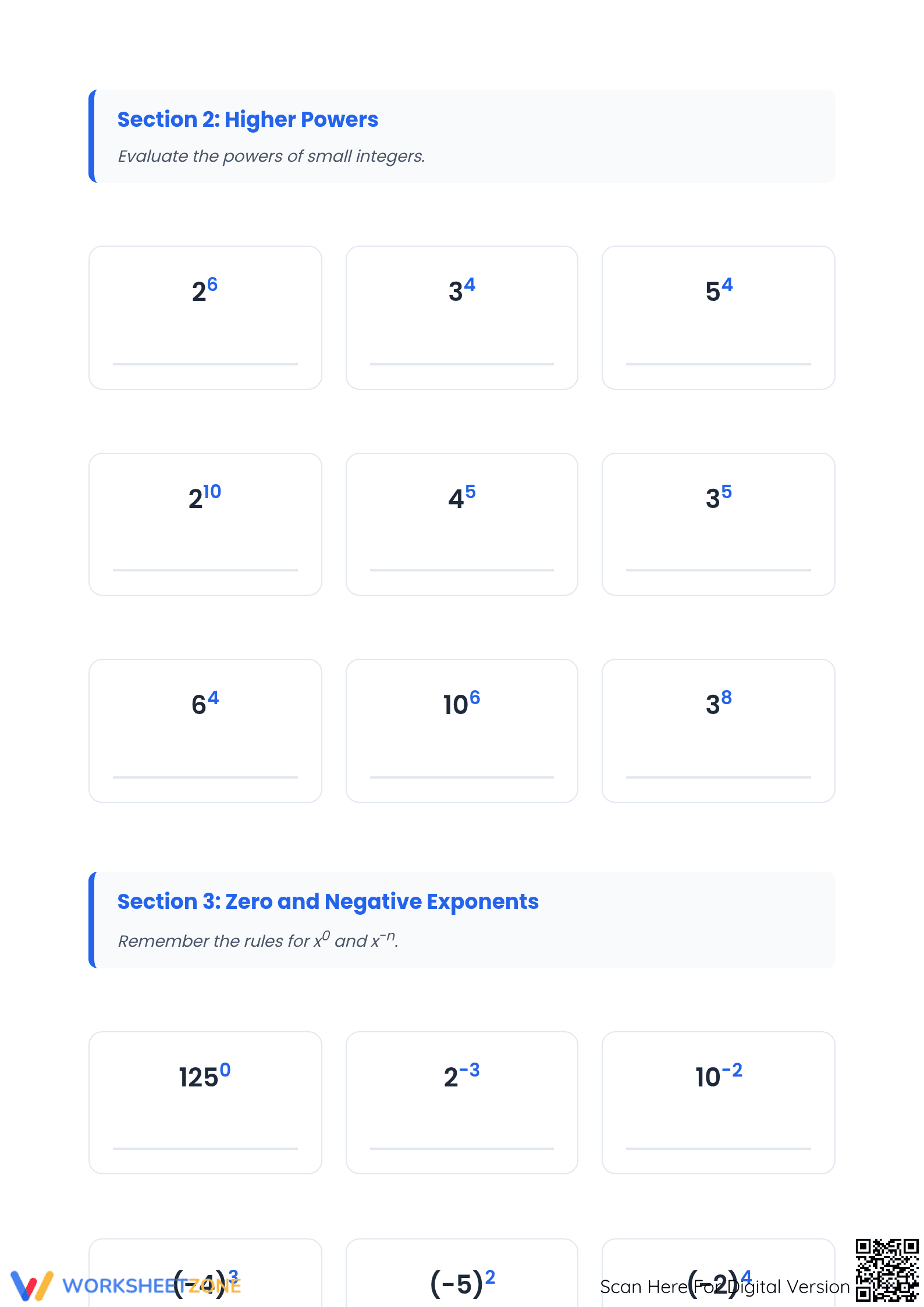 Grade 8 Exponents Practice — Printable No-Prep Worksheet - Page 2