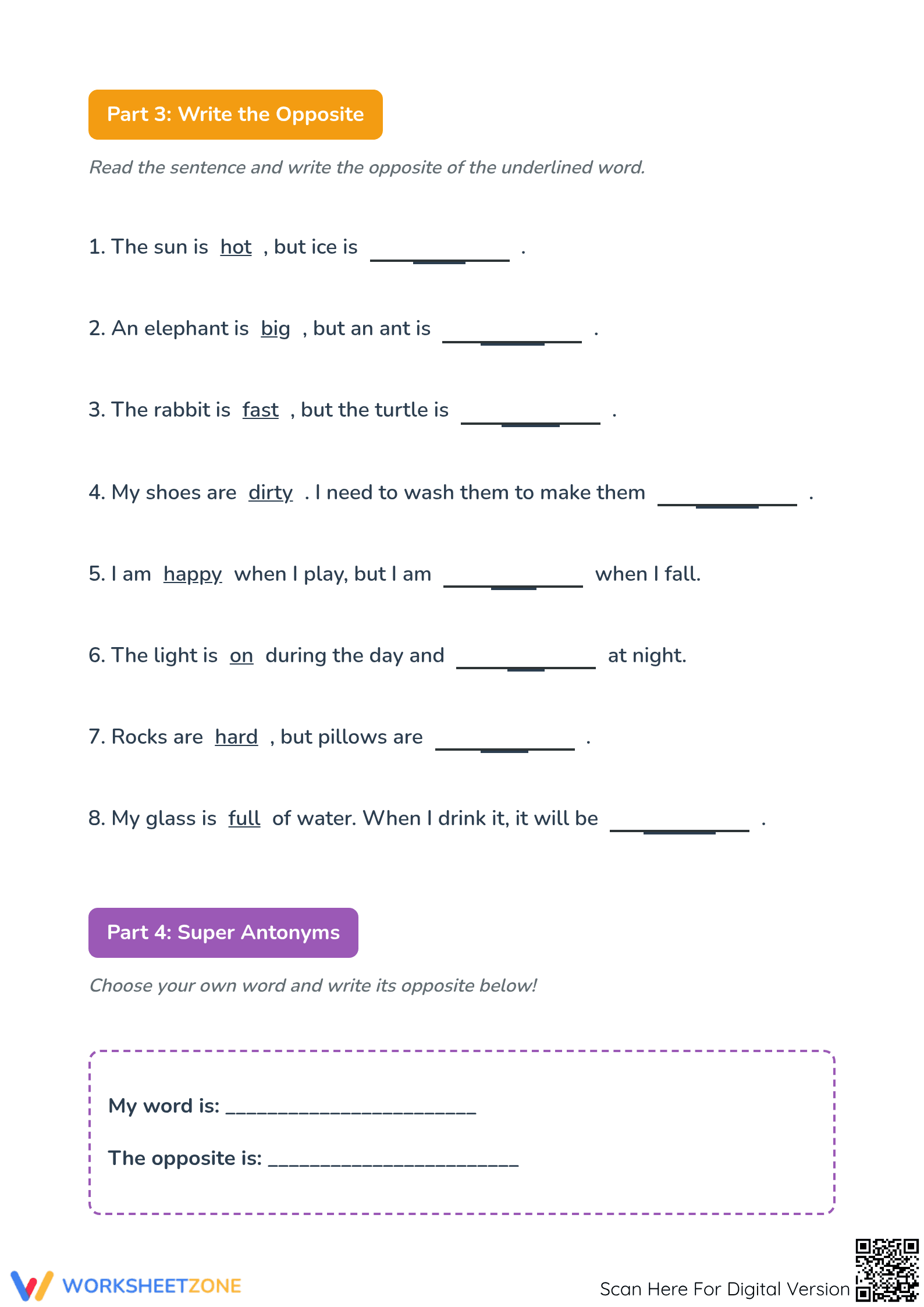Printable Antonyms Worksheet | Grade 1 Opposite Words - Page 3