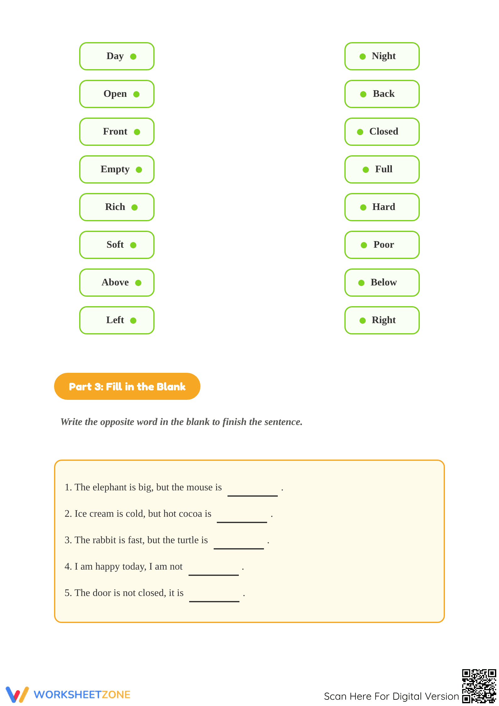 Printable Antonyms Worksheet | Grade 1 Opposite Words - Page 3