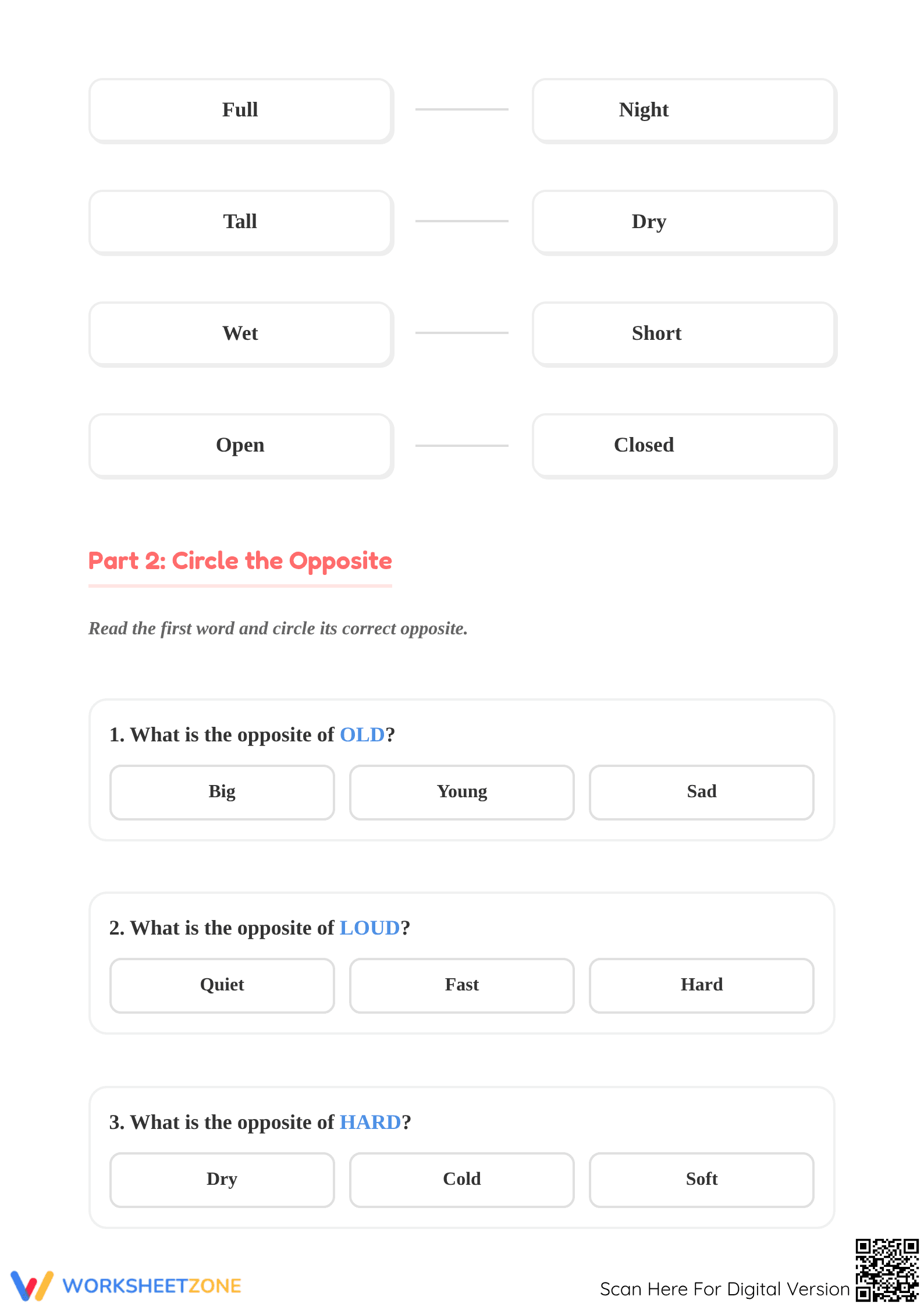 Grade 1 Antonyms — Printable No-Prep Worksheet - Page 2