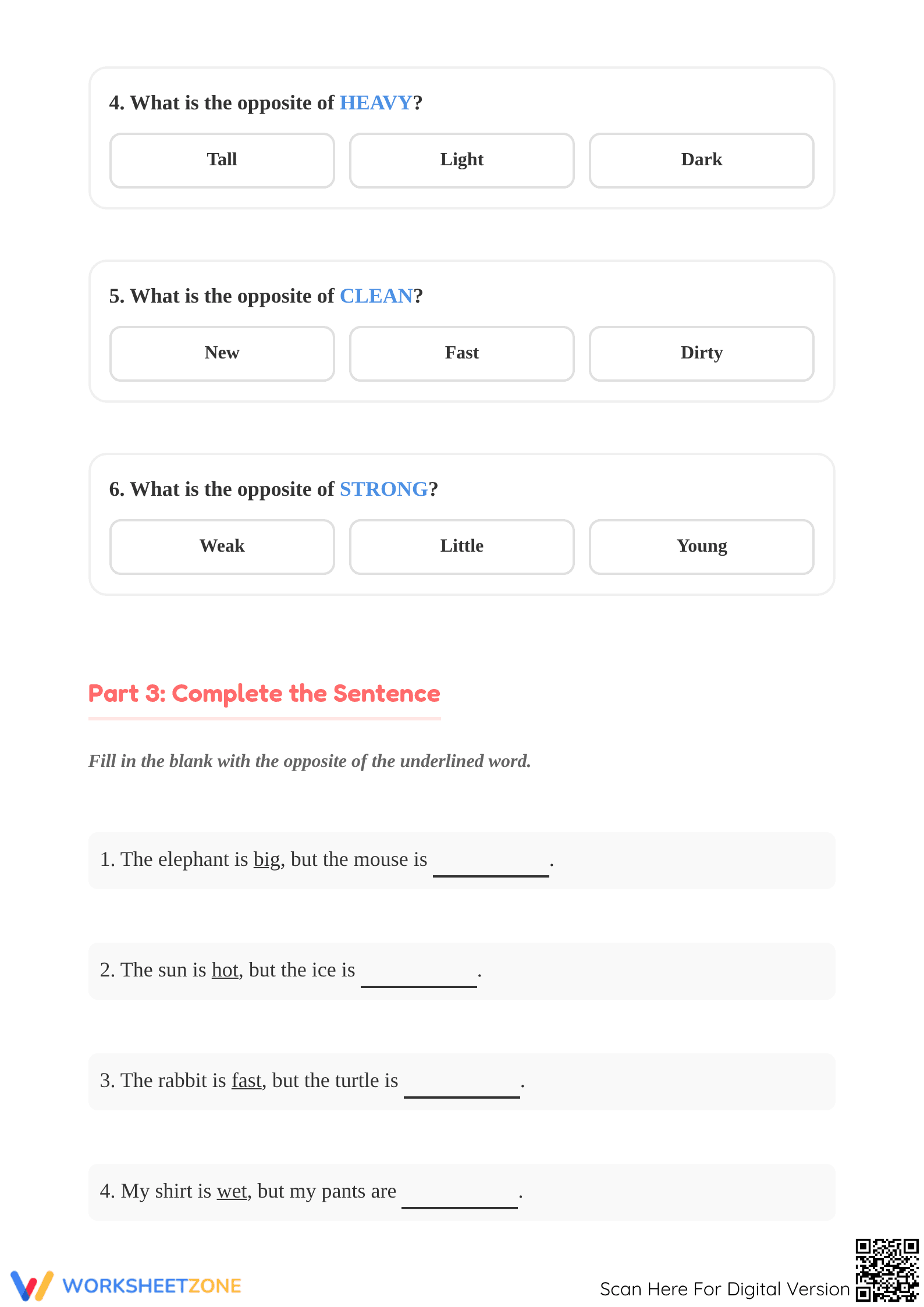 Grade 1 Antonyms — Printable No-Prep Worksheet - Page 3