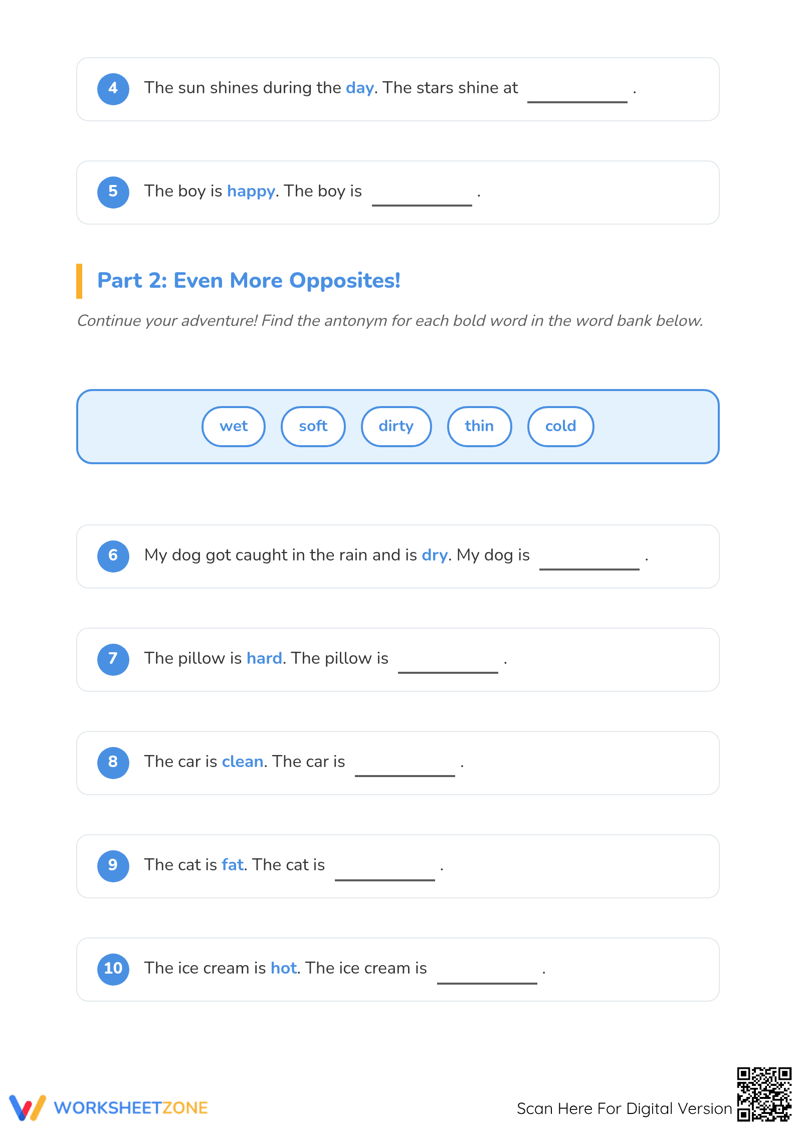 Essential Antonyms Worksheet | Grade 1 ELA Printable - Page 2