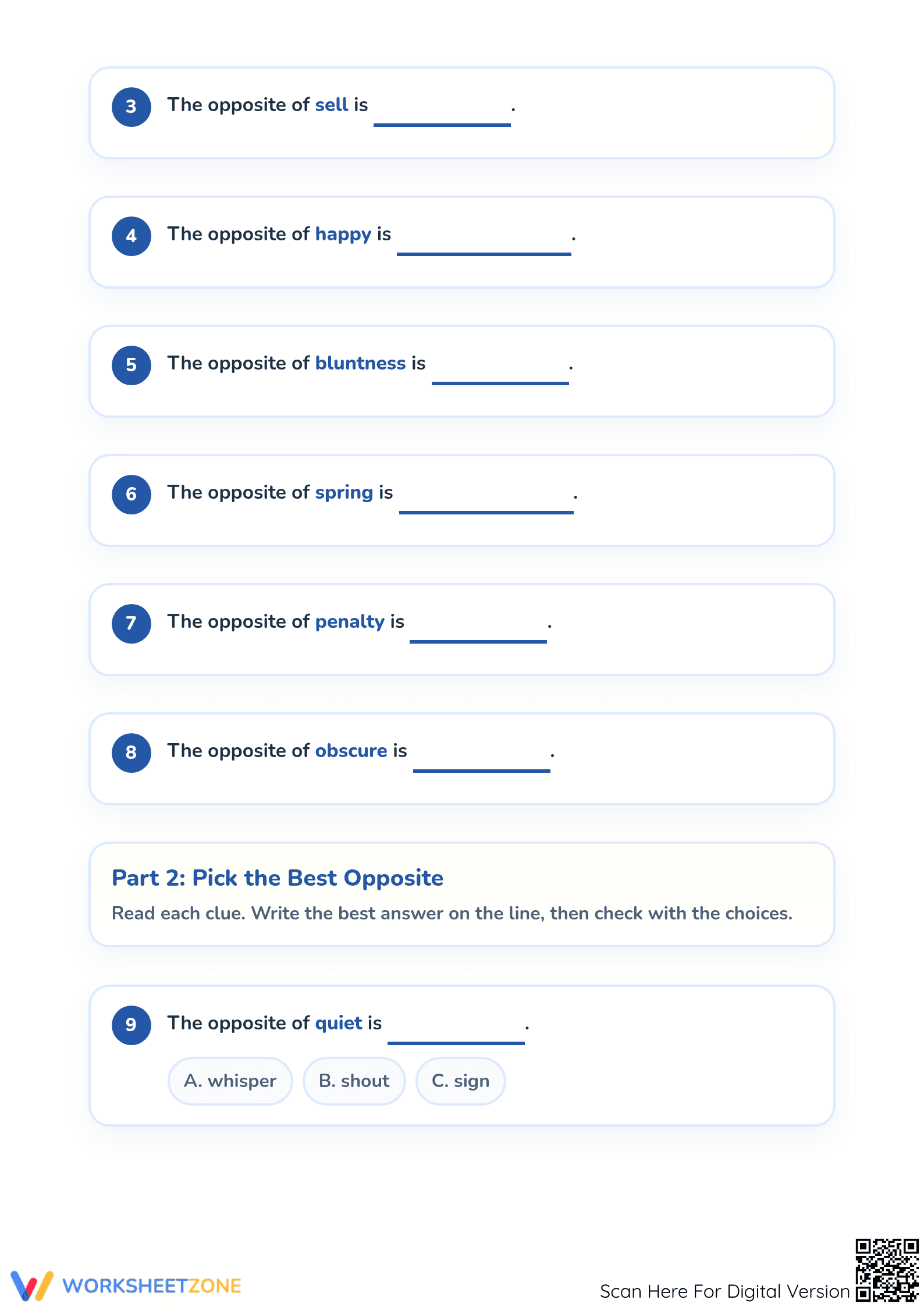Printable Antonyms Worksheet | Grade 1 Opposite Words - Page 2