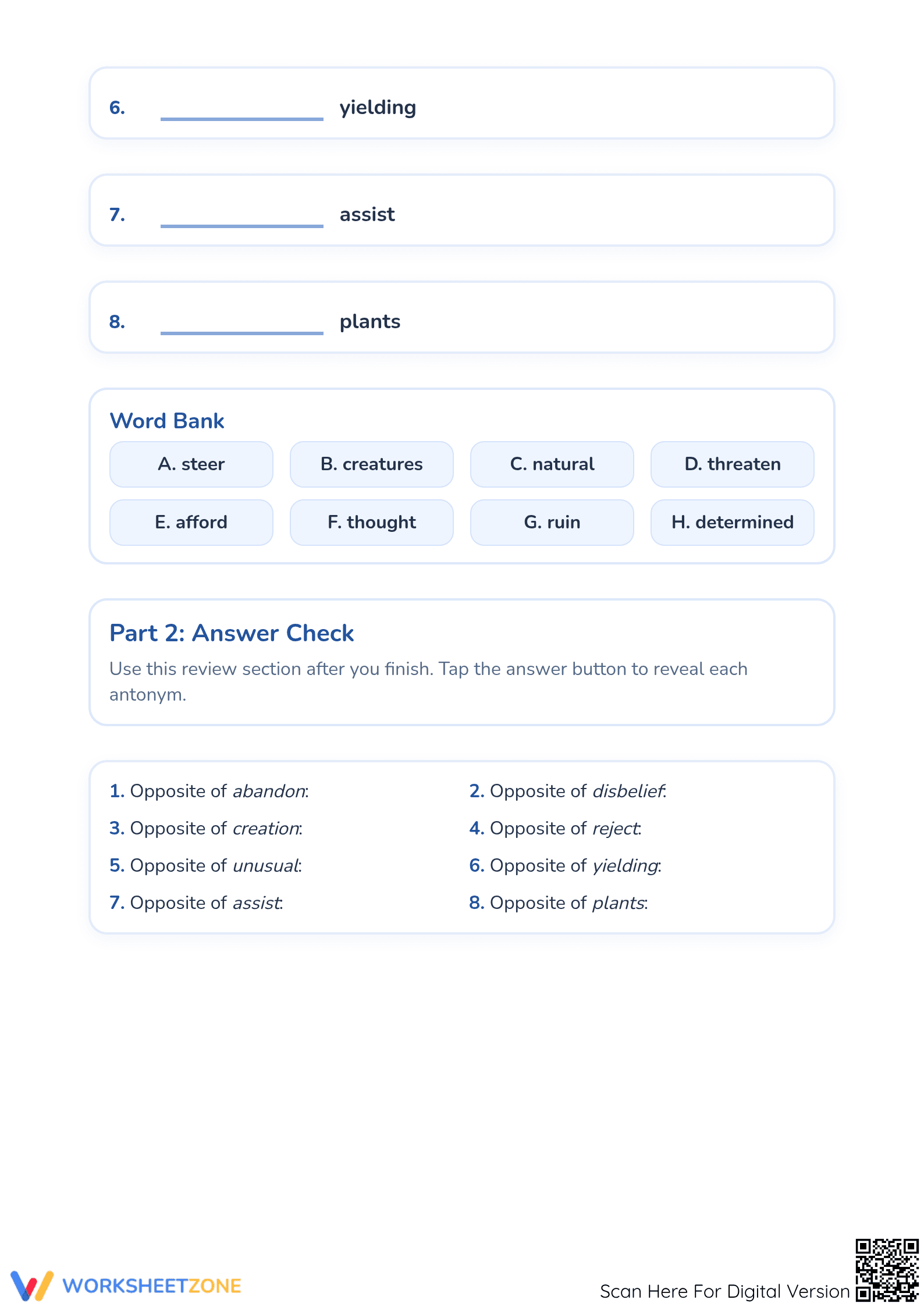 Printable Antonyms Worksheet | Grade 1 Opposite Words - Page 2