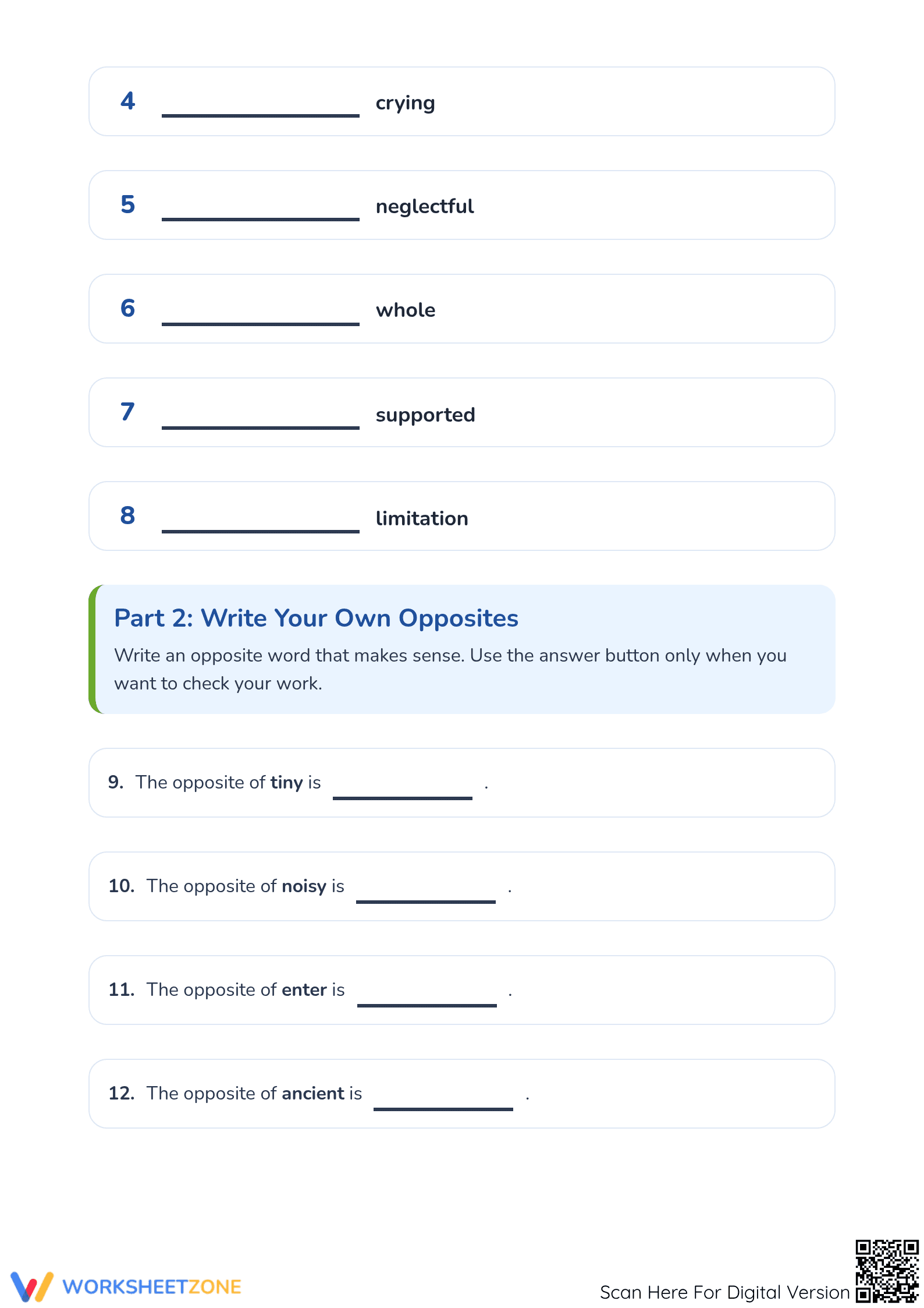 Printable Opposite Words Worksheet | Grade 1 ELA Ready - Page 2