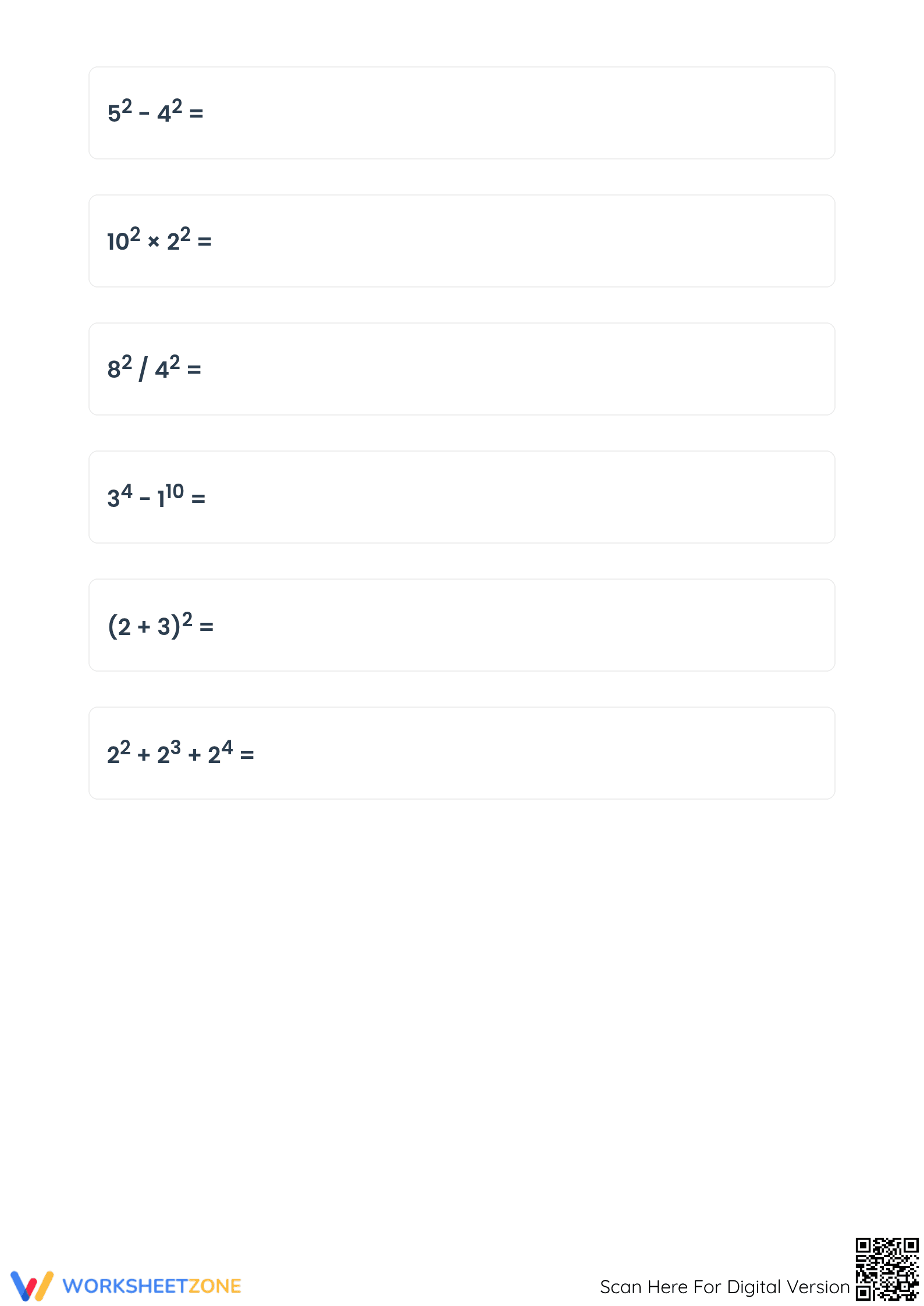 Evaluate Exponents Worksheet | Grade 8 Essential - Page 5