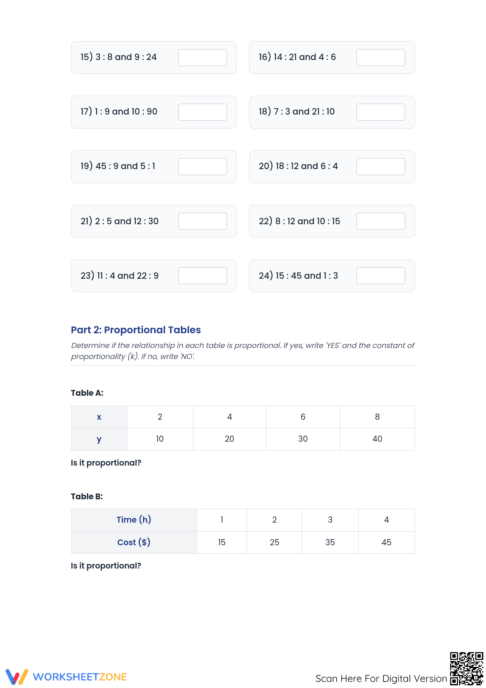Essential Proportional Ratios & Tables Worksheet | Grade 7 - Page 2