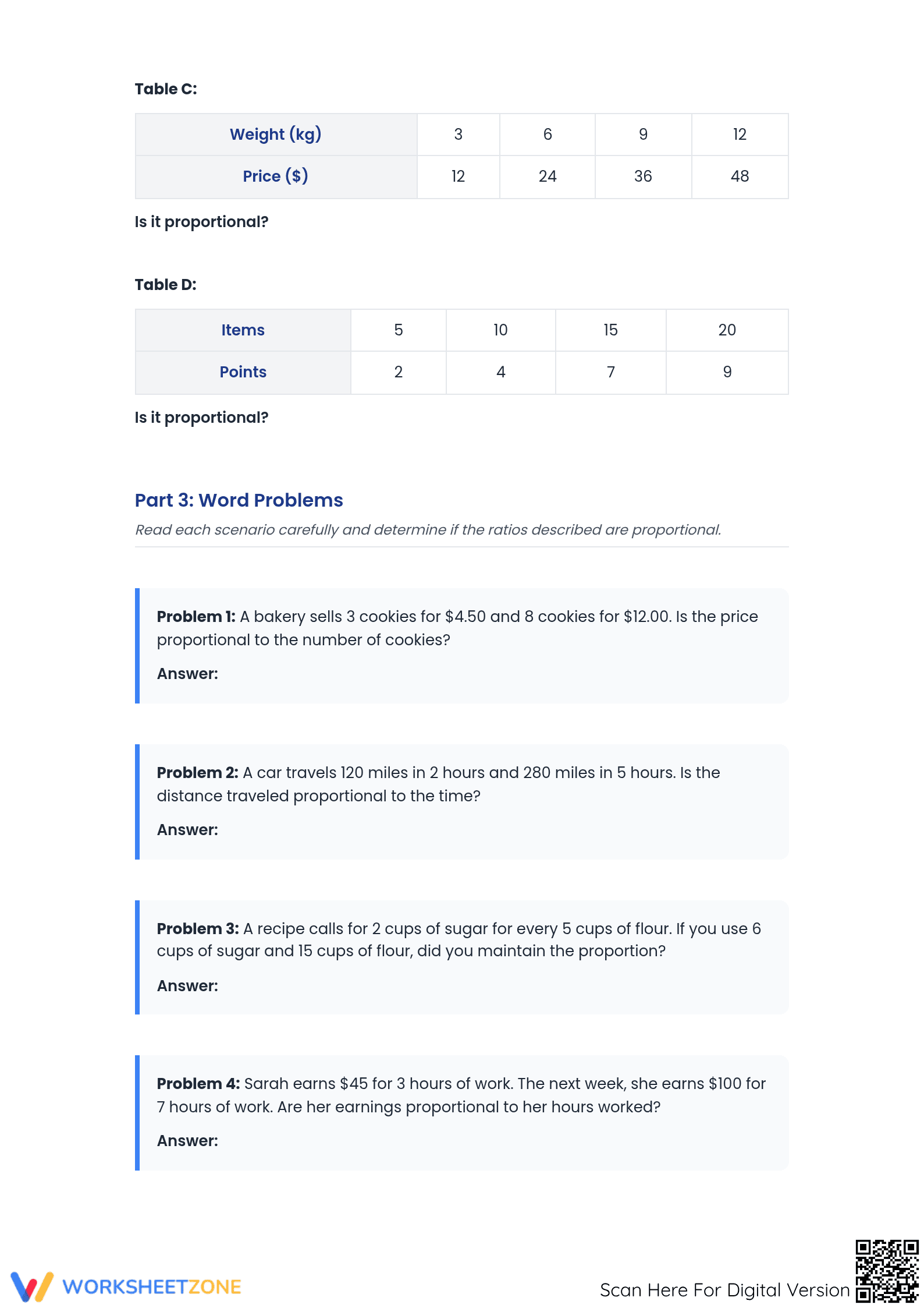 Essential Proportional Ratios & Tables Worksheet | Grade 7 - Page 3