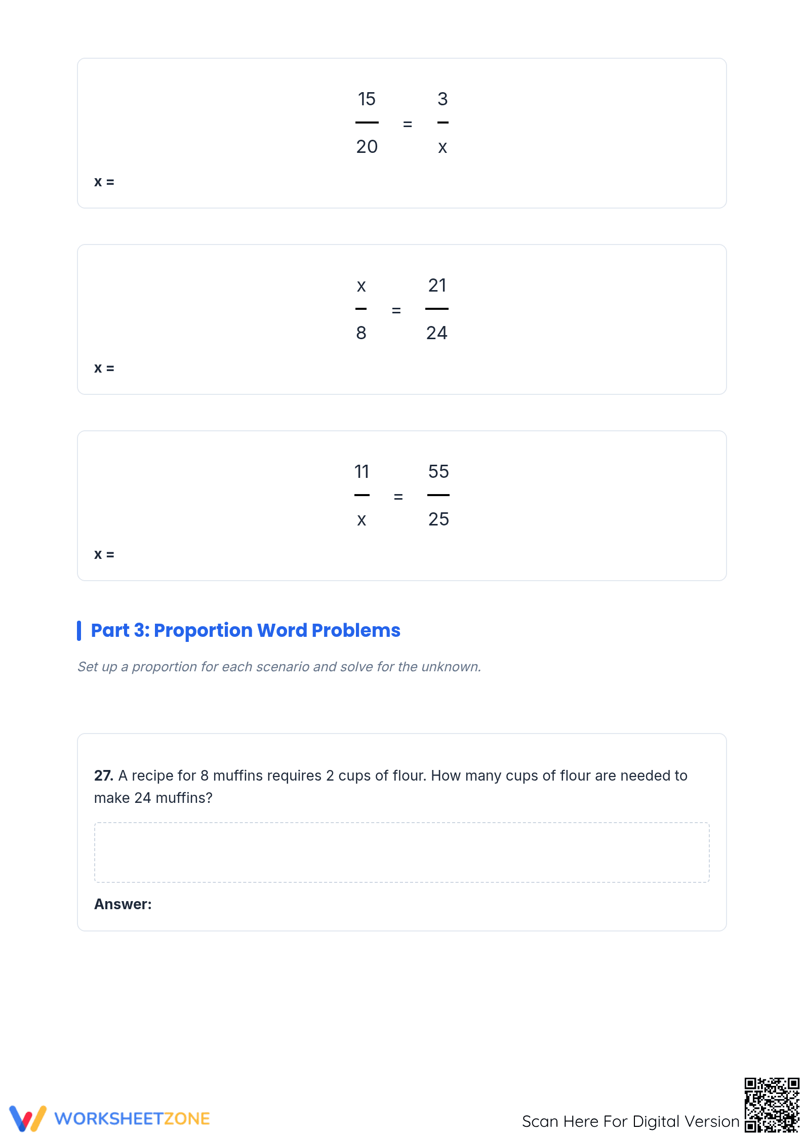 Printable Missing Proportions Worksheet | Grade 7 Math - Page 3