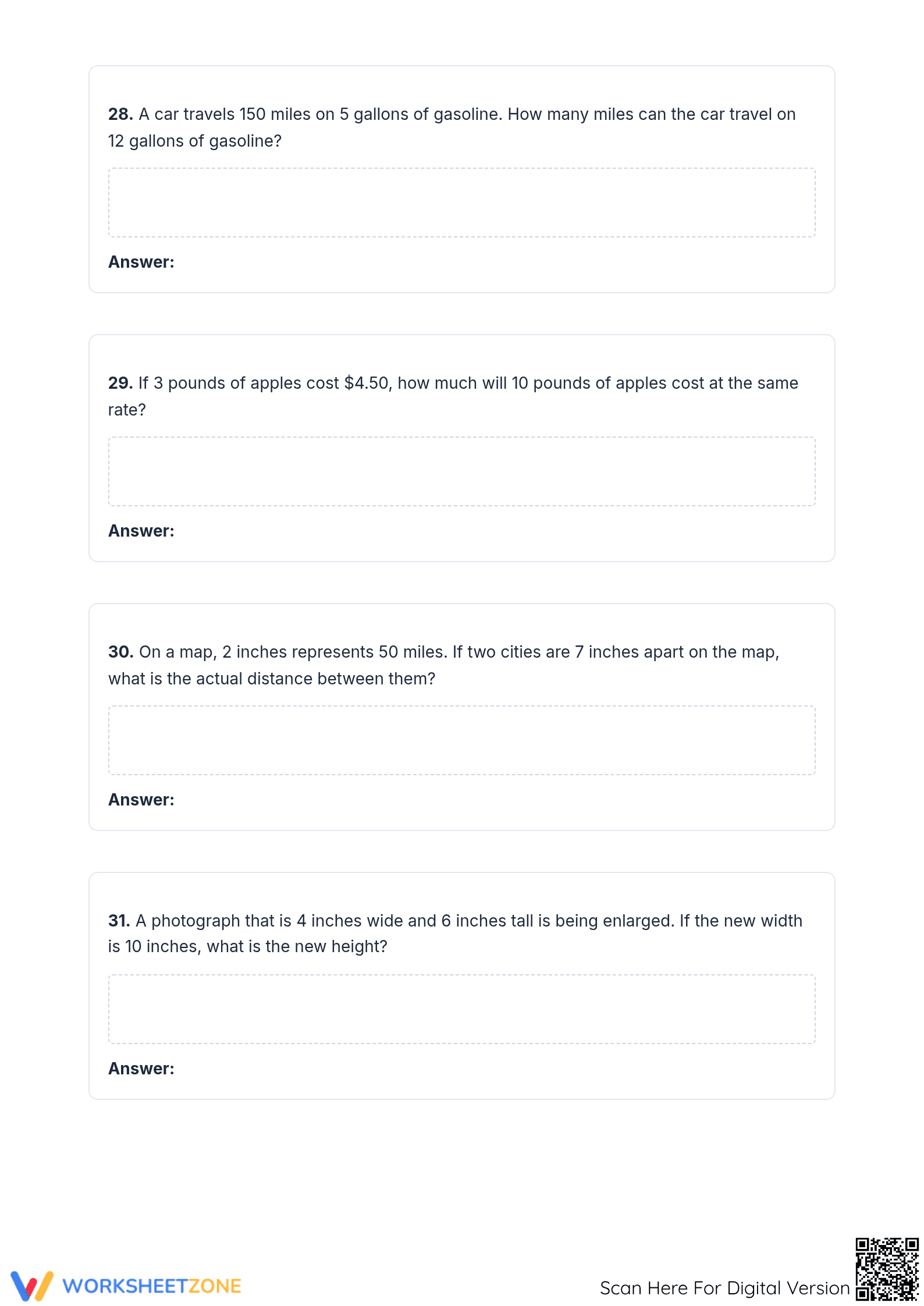 Printable Missing Proportions Worksheet | Grade 7 Math - Page 4