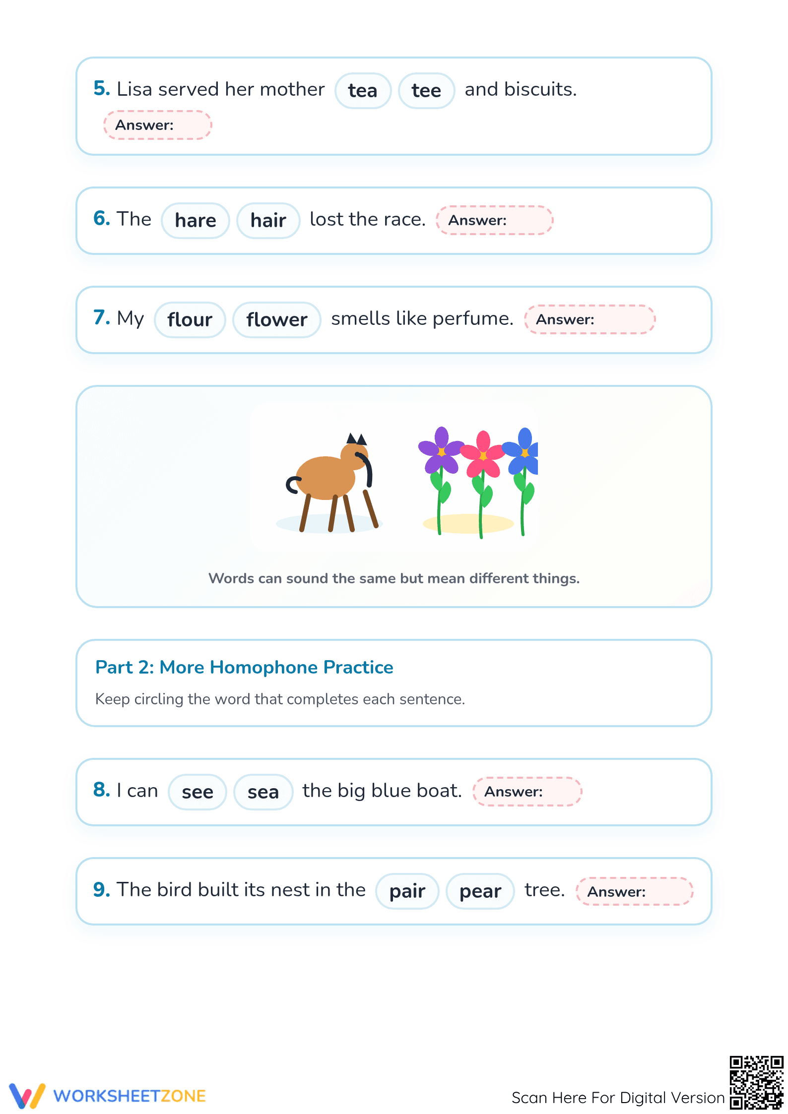 Printable Homophones Worksheet | Grade 1 Essential ELA - Page 2