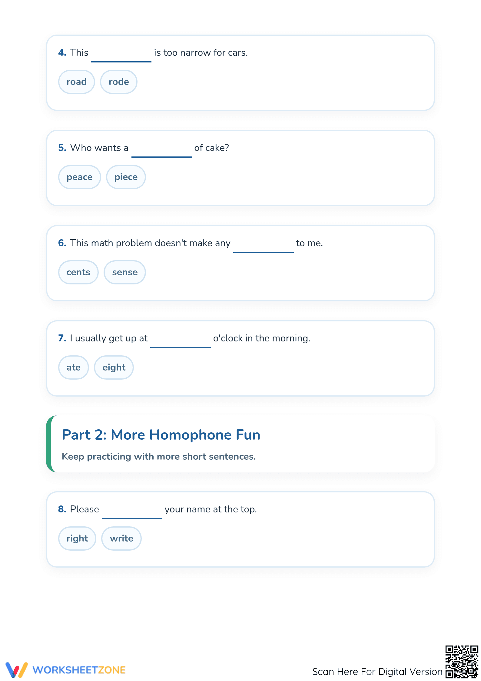 Essential Homophones Worksheet | Printable Grade 1 ELA - Page 2
