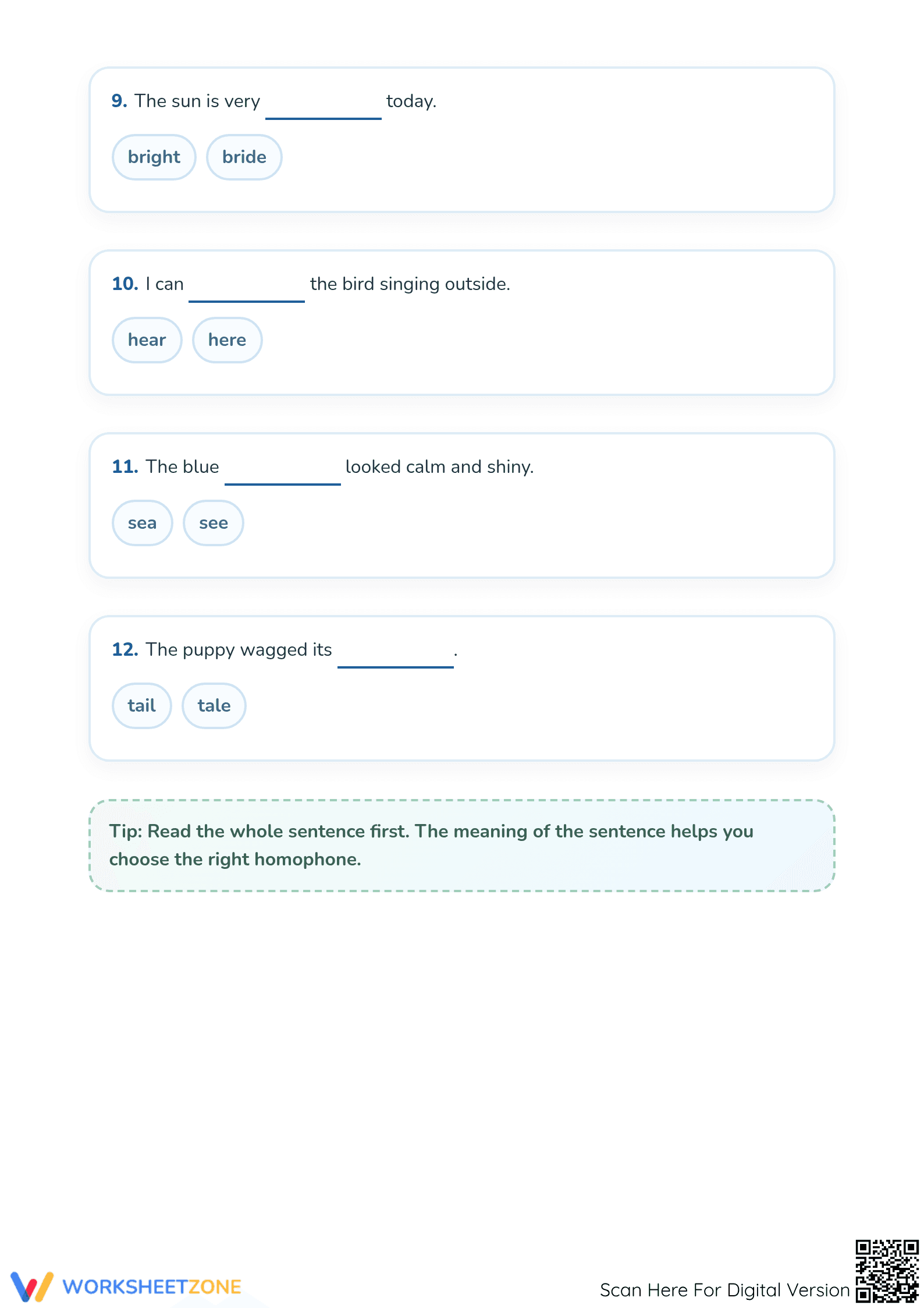 Essential Homophones Worksheet | Printable Grade 1 ELA - Page 3