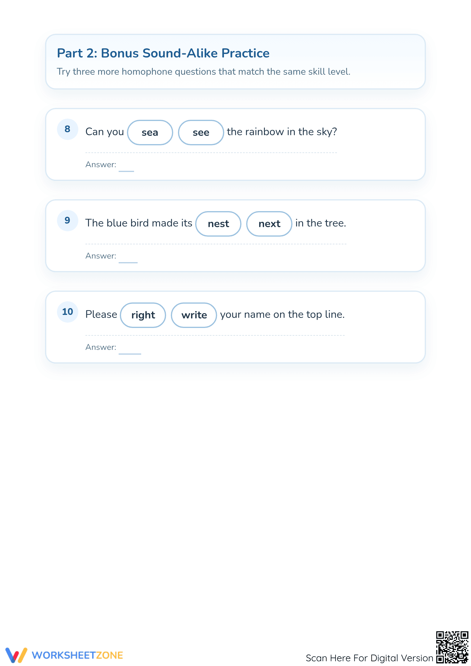 Printable Homophones Worksheet | Grade 1 ELA Practice - Page 3