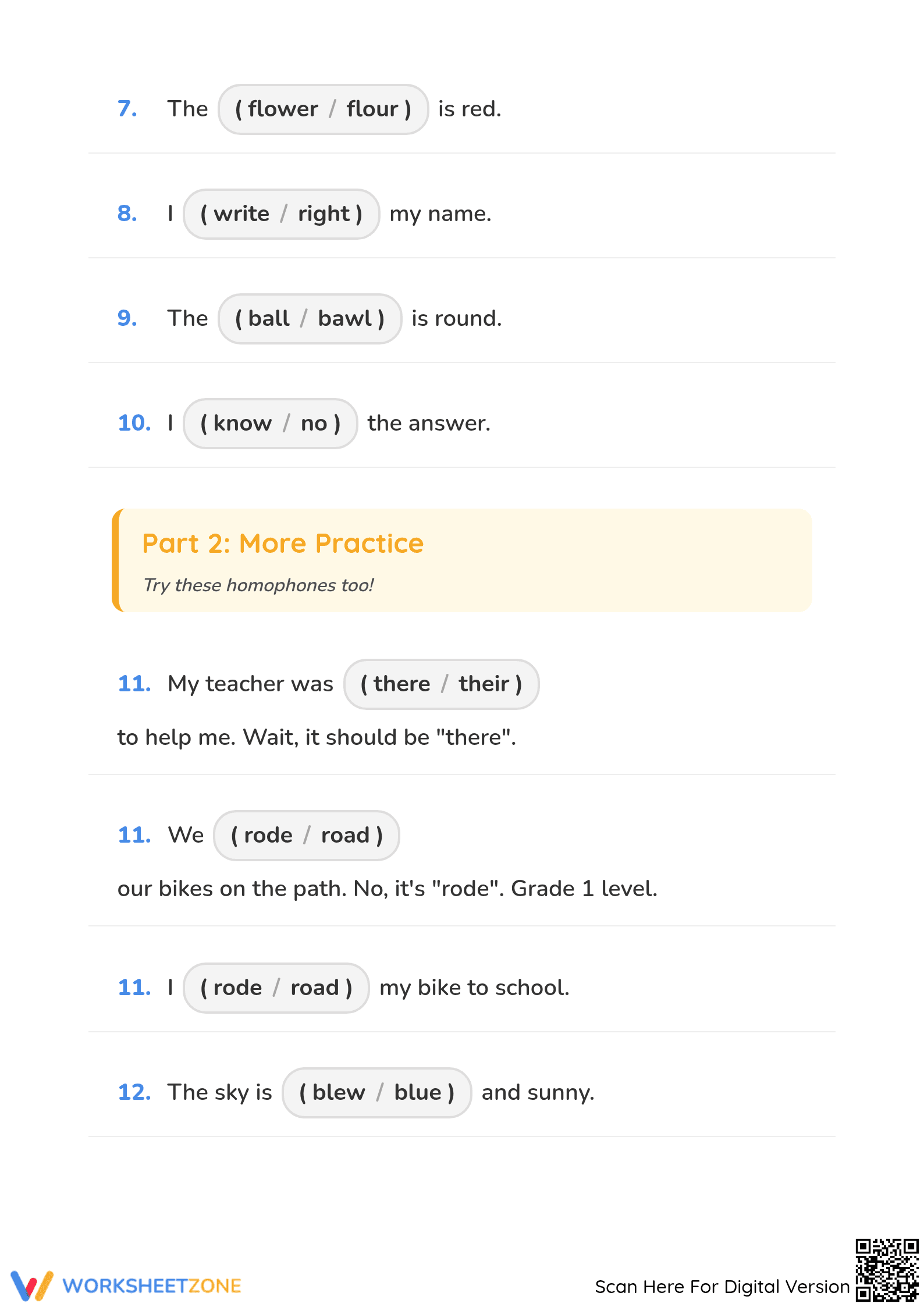 Printable Homophones Worksheet | Grade 1 ELA - Page 2