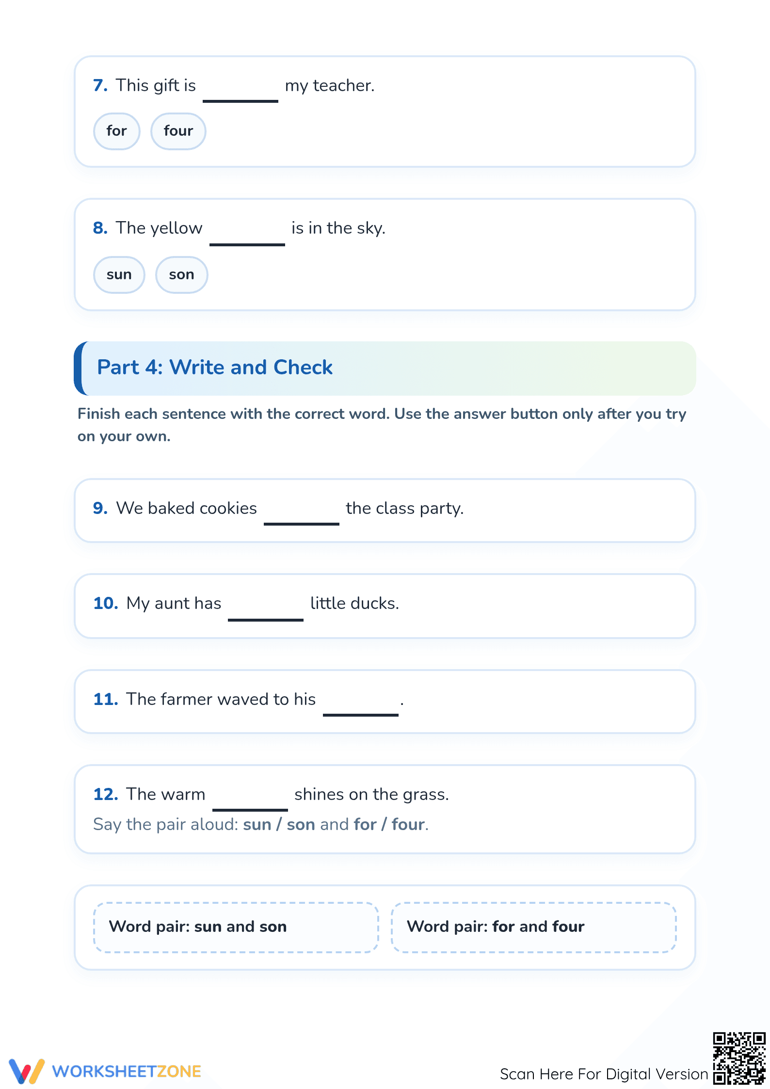 Printable Homophones Worksheet | Grade 1 ELA Essential - Page 3