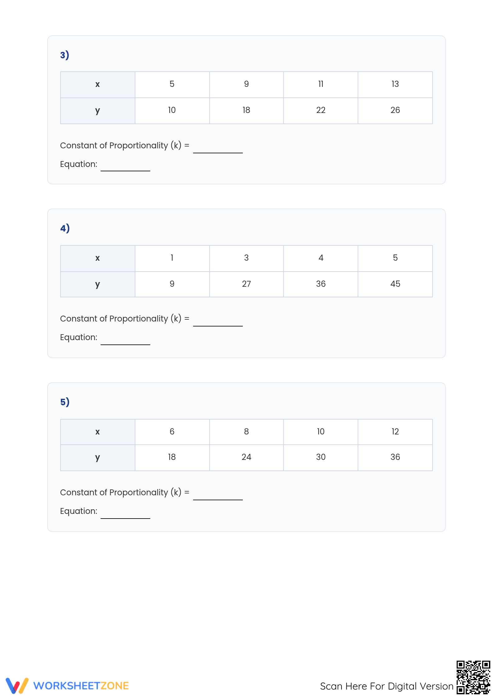 Essential Grade 7 Constant of Proportionality Table Worksheet - Page 2
