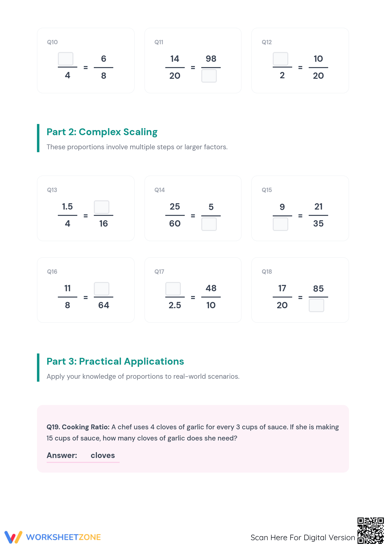 Essential Simple Proportions Worksheet | Grade 7-9 Math - Page 2