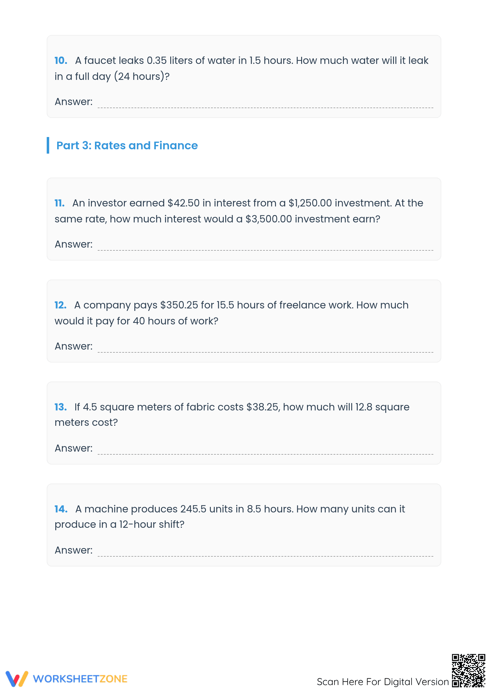 Essential Decimal Proportion Word Problems | Grades 7-9 - Page 3