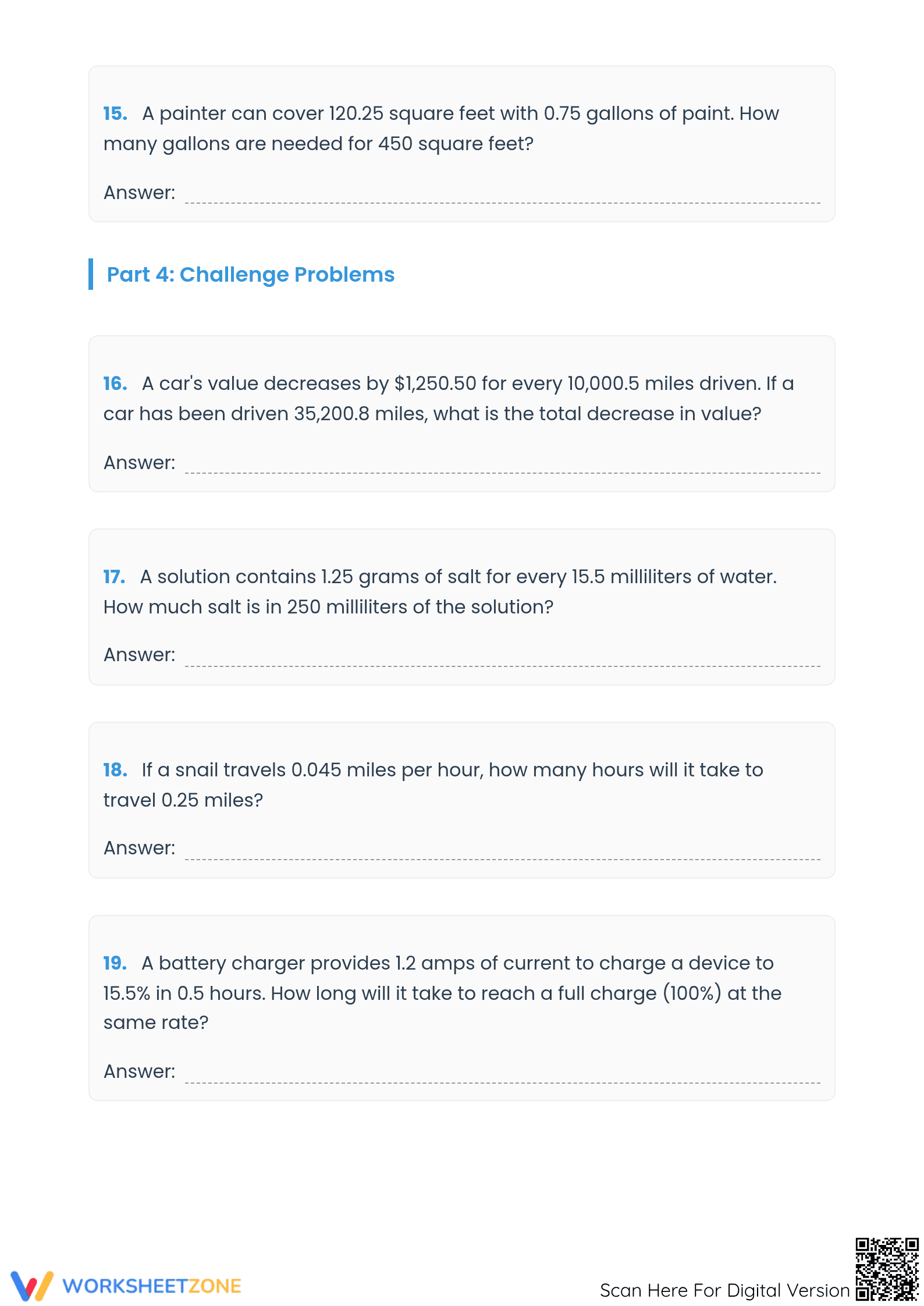 Essential Decimal Proportion Word Problems | Grades 7-9 - Page 4