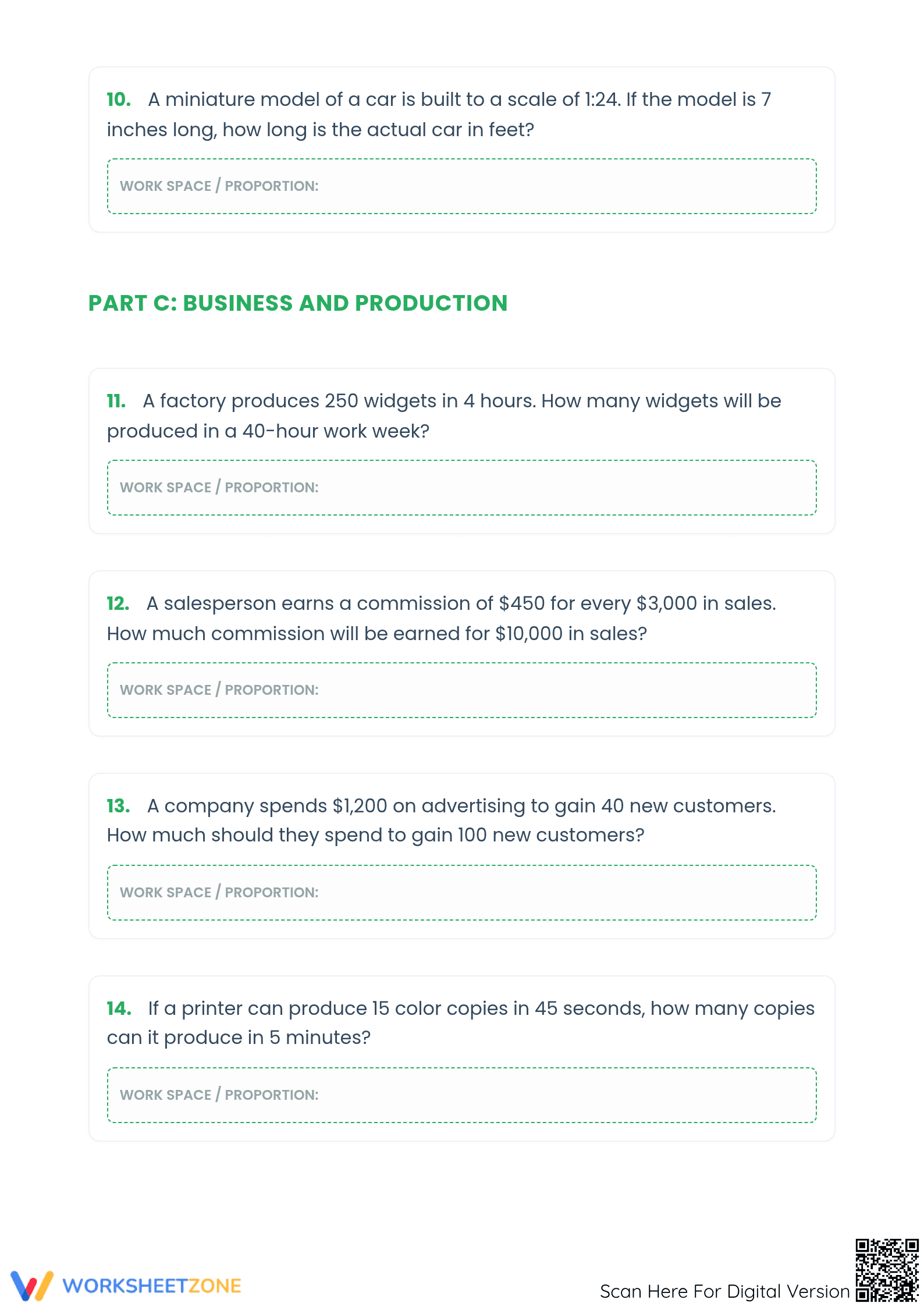 Essential Proportions Word Problems Worksheet | Grades 7-9 - Page 3