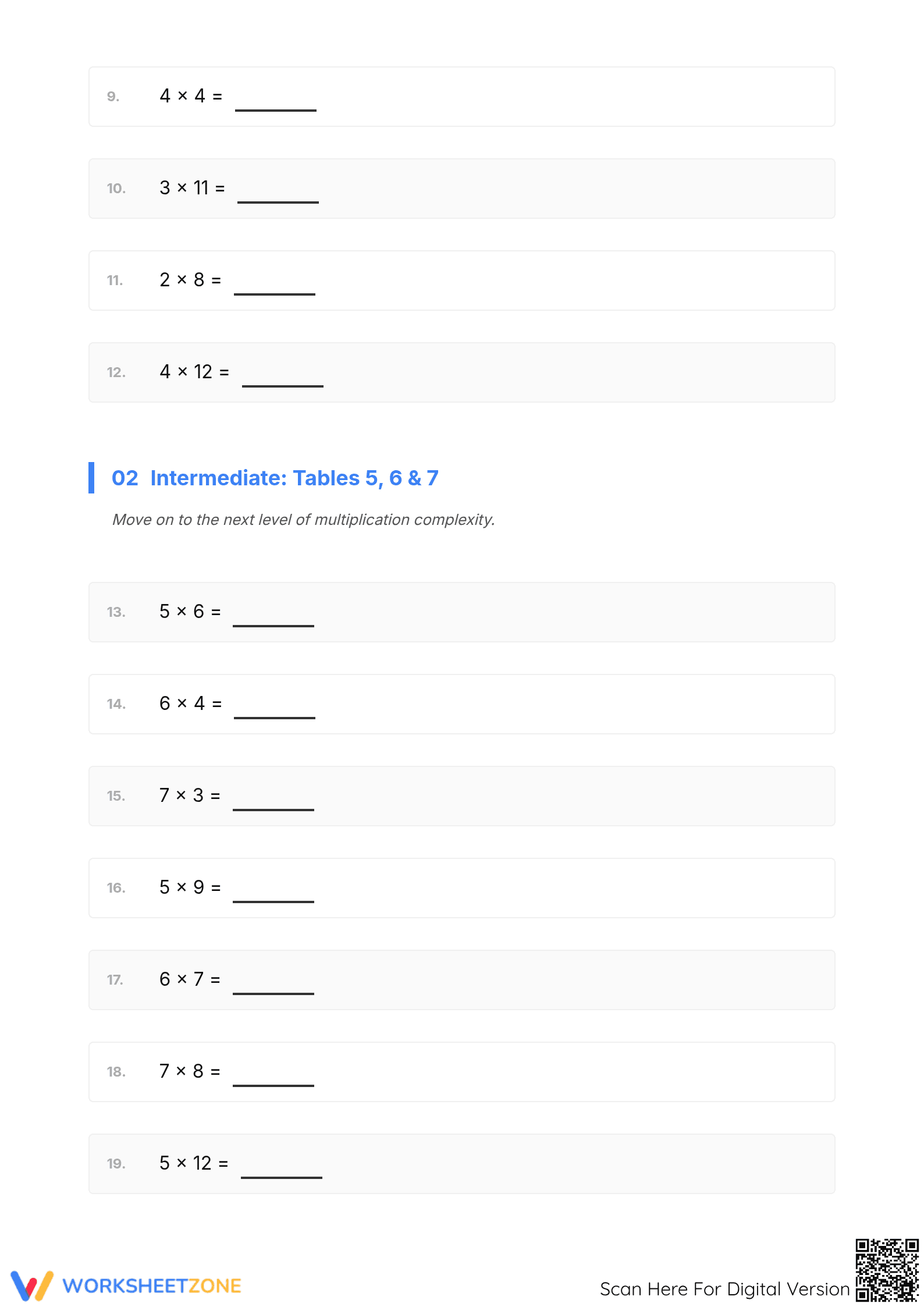 Multiplication Tables 2-10 Practice | Essential Math Grade 7-9 - Page 2