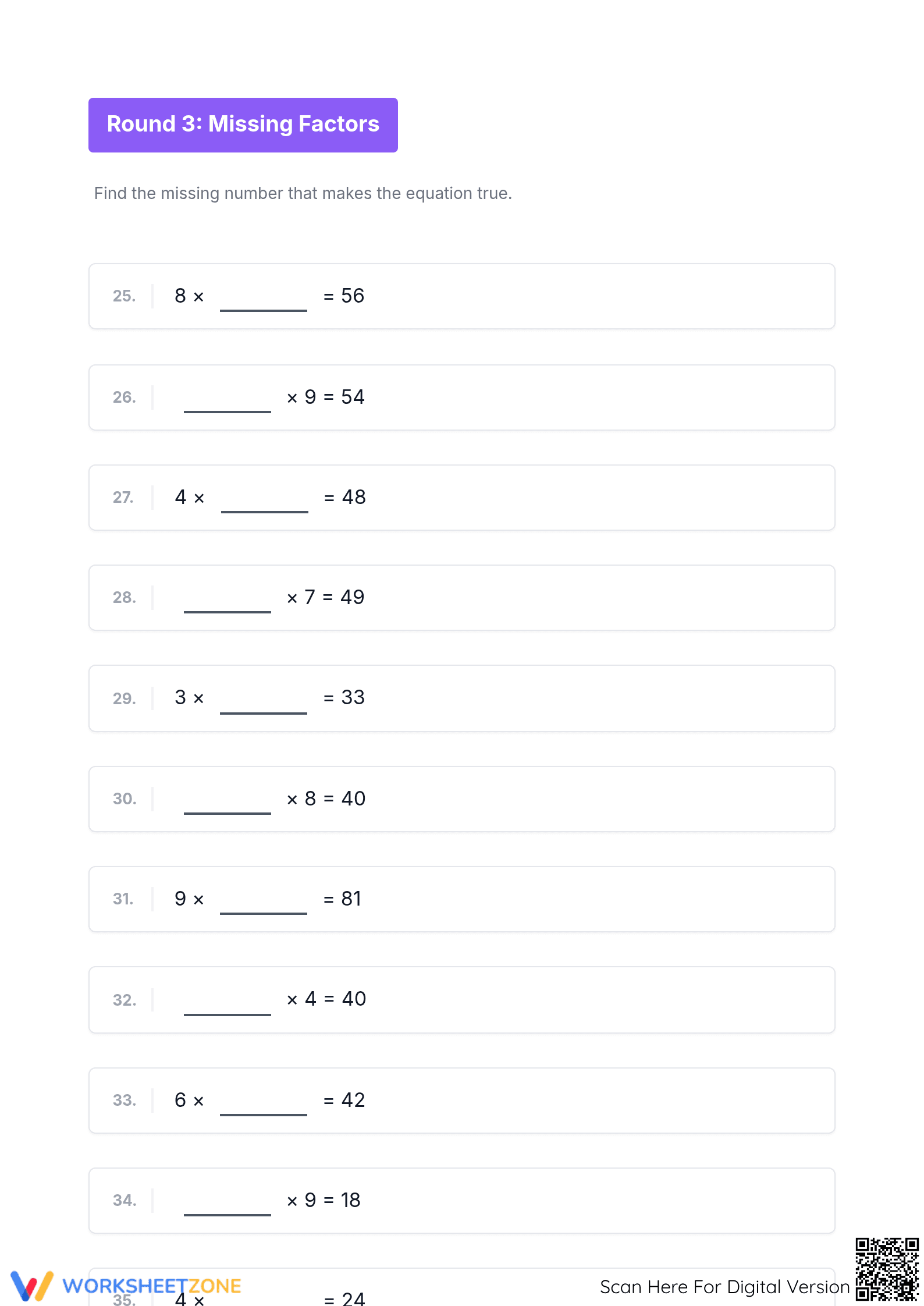 Printable Multiplication Tables 2-10 Worksheet | Grade 3 - Page 4