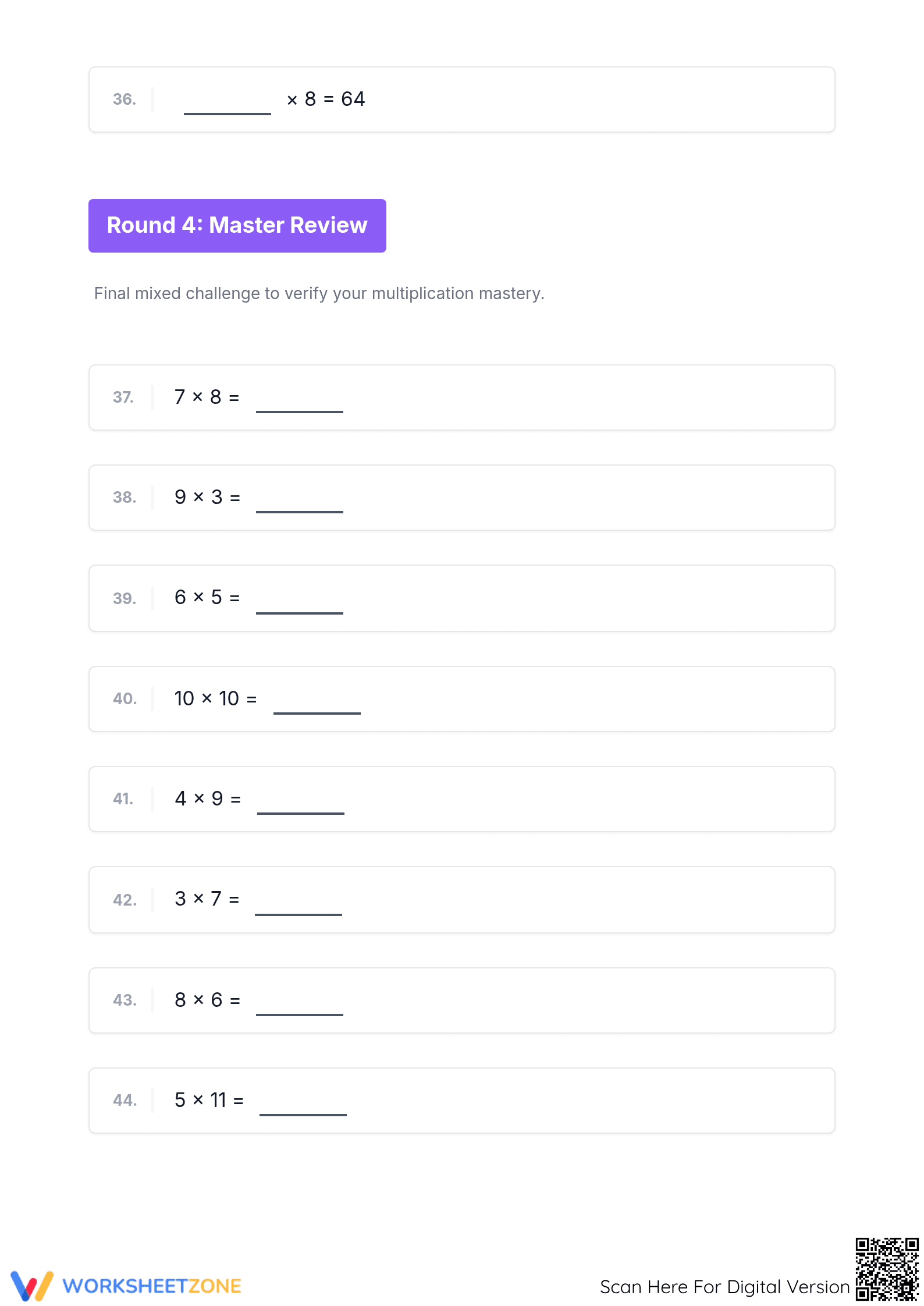 Printable Multiplication Tables 2-10 Worksheet | Grade 3 - Page 5