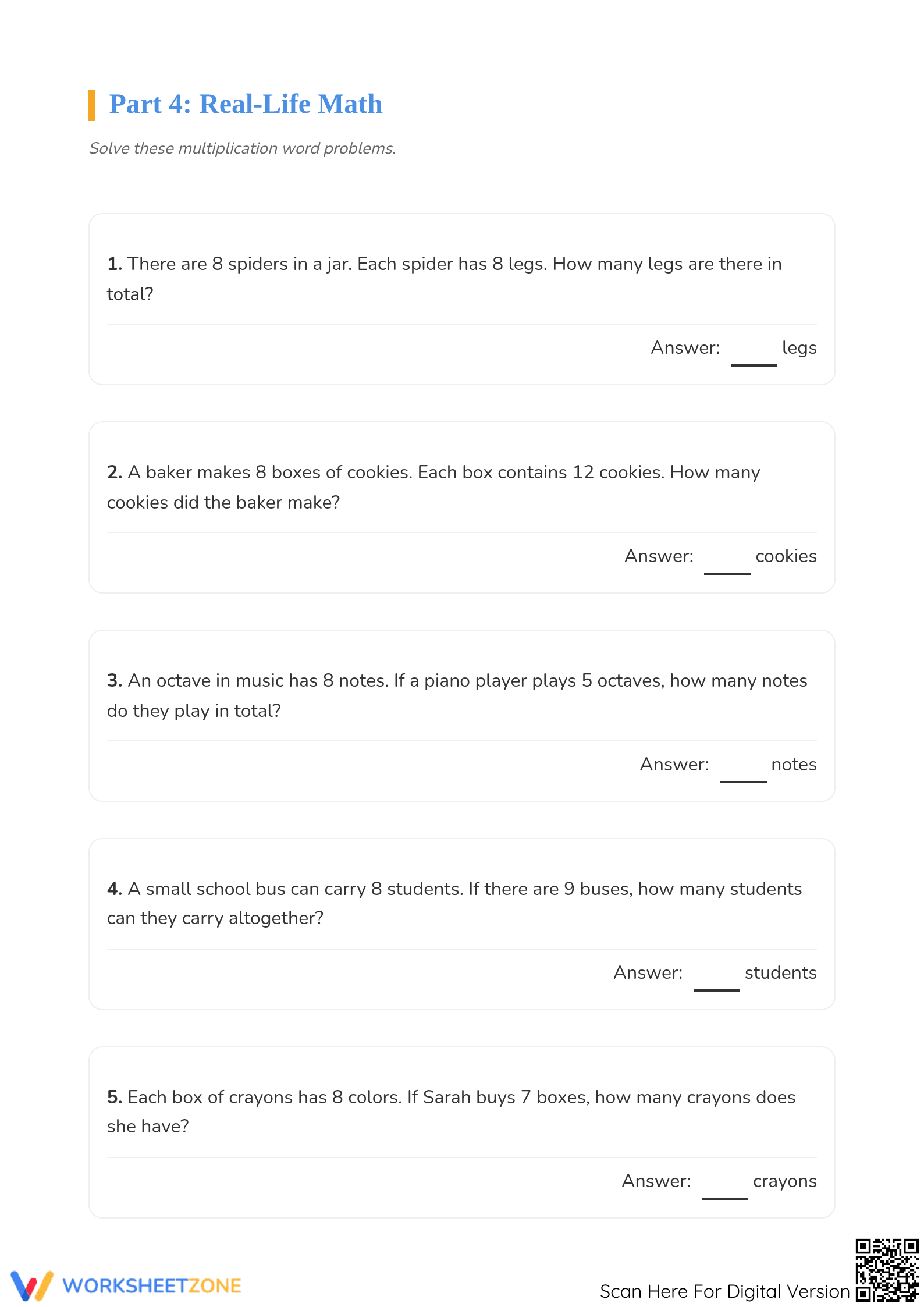 Printable 8 Times Table Worksheet | Grade 3 Multiplication - Page 3