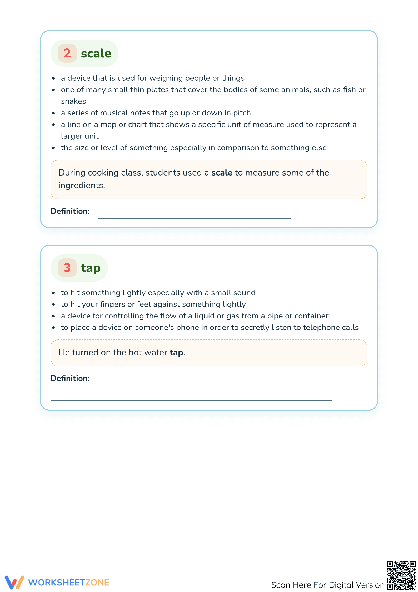 Printable Multiple Meaning Words Worksheet | Grades 1-4 - Page 2