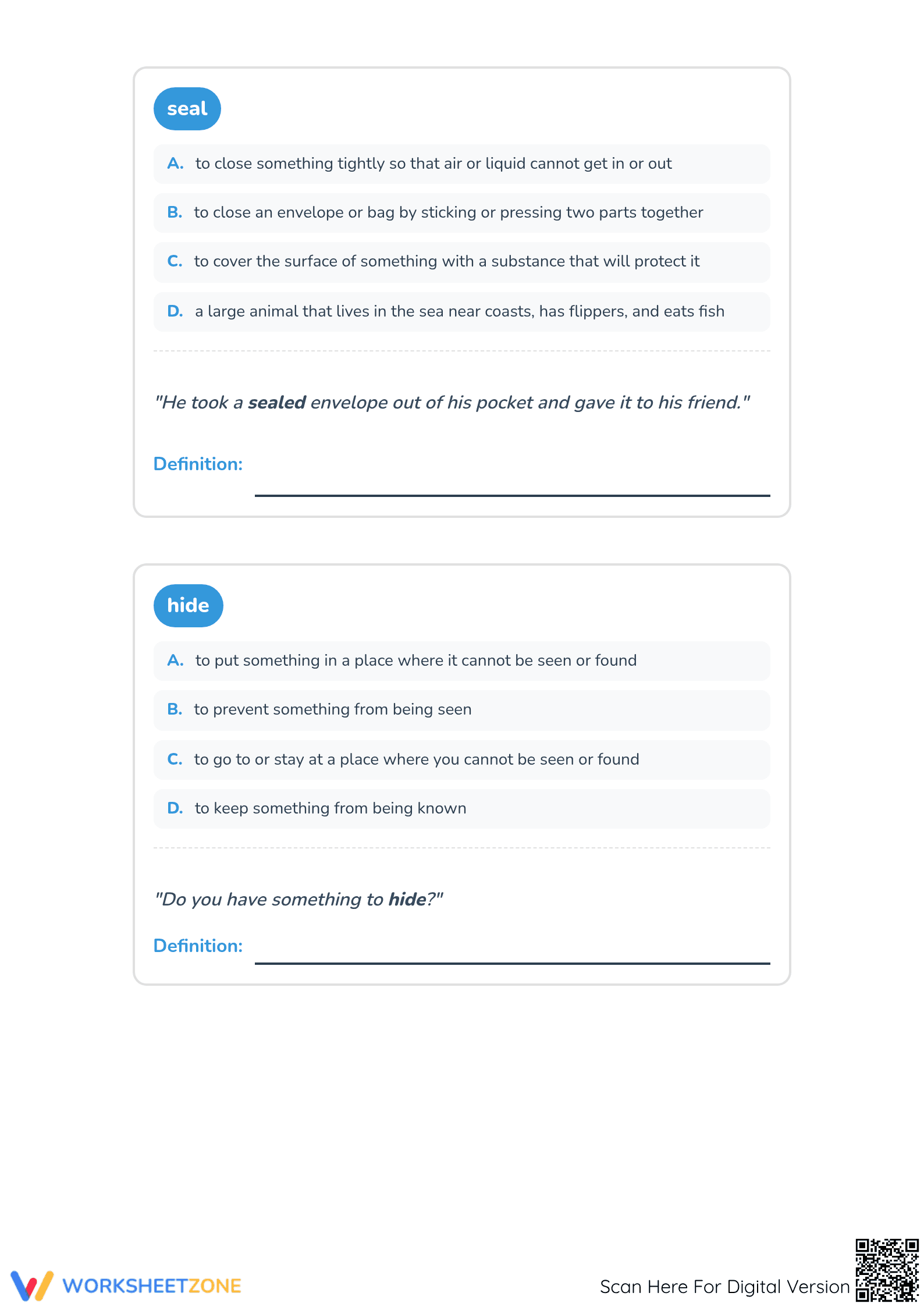 Essential Multiple Meaning Words Worksheet | Grades 1-4 - Page 2