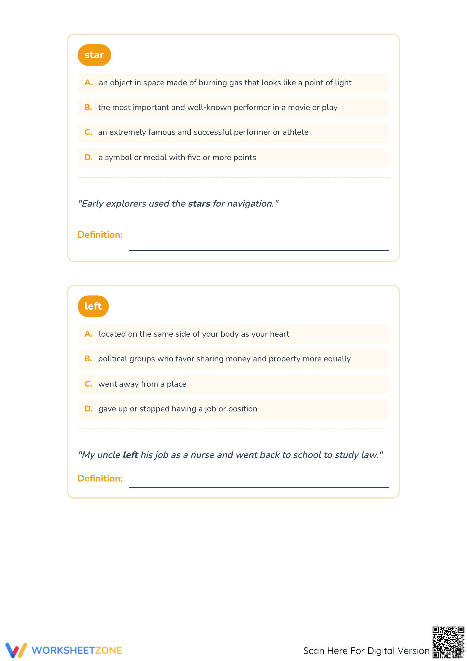 Printable Multiple Meaning Words Worksheet | Grade 1-4 - Page 2