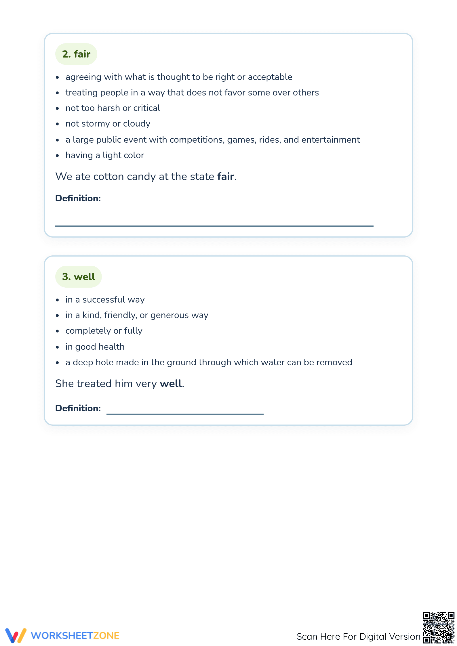 Printable Multiple Meaning Words Worksheet | Grade 3 ELA - Page 2