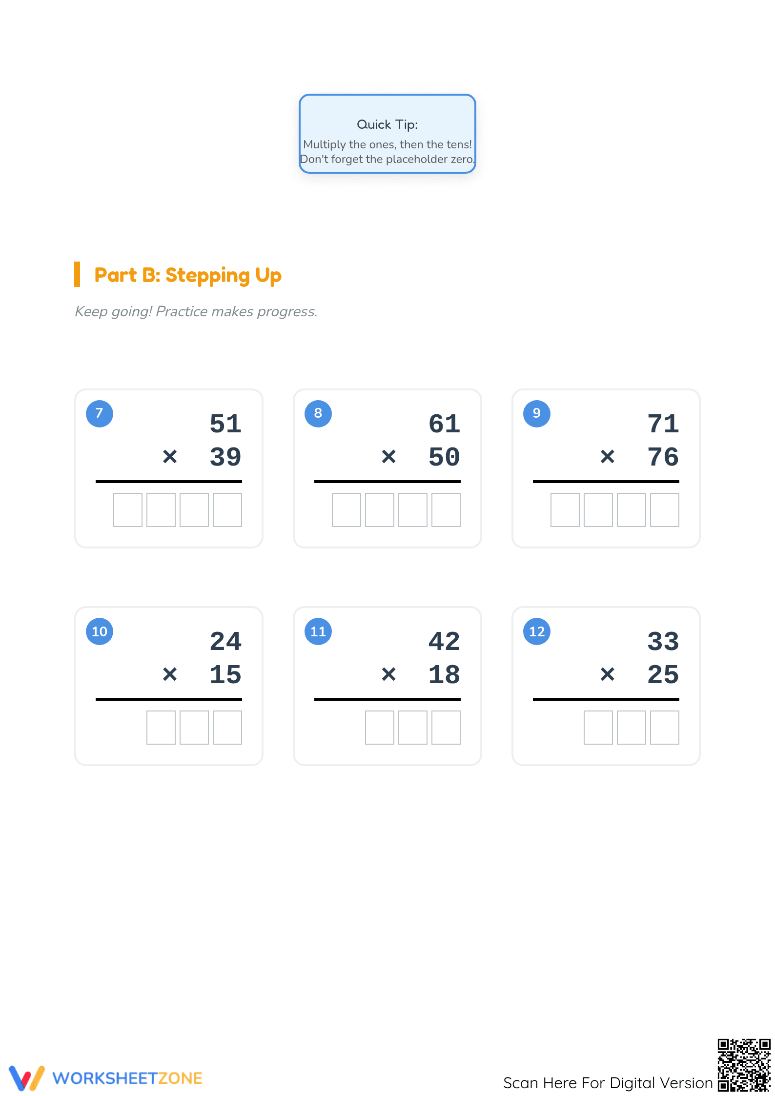 Printable 2-Digit Multiplication Mastery Grade 4 Math - Page 2