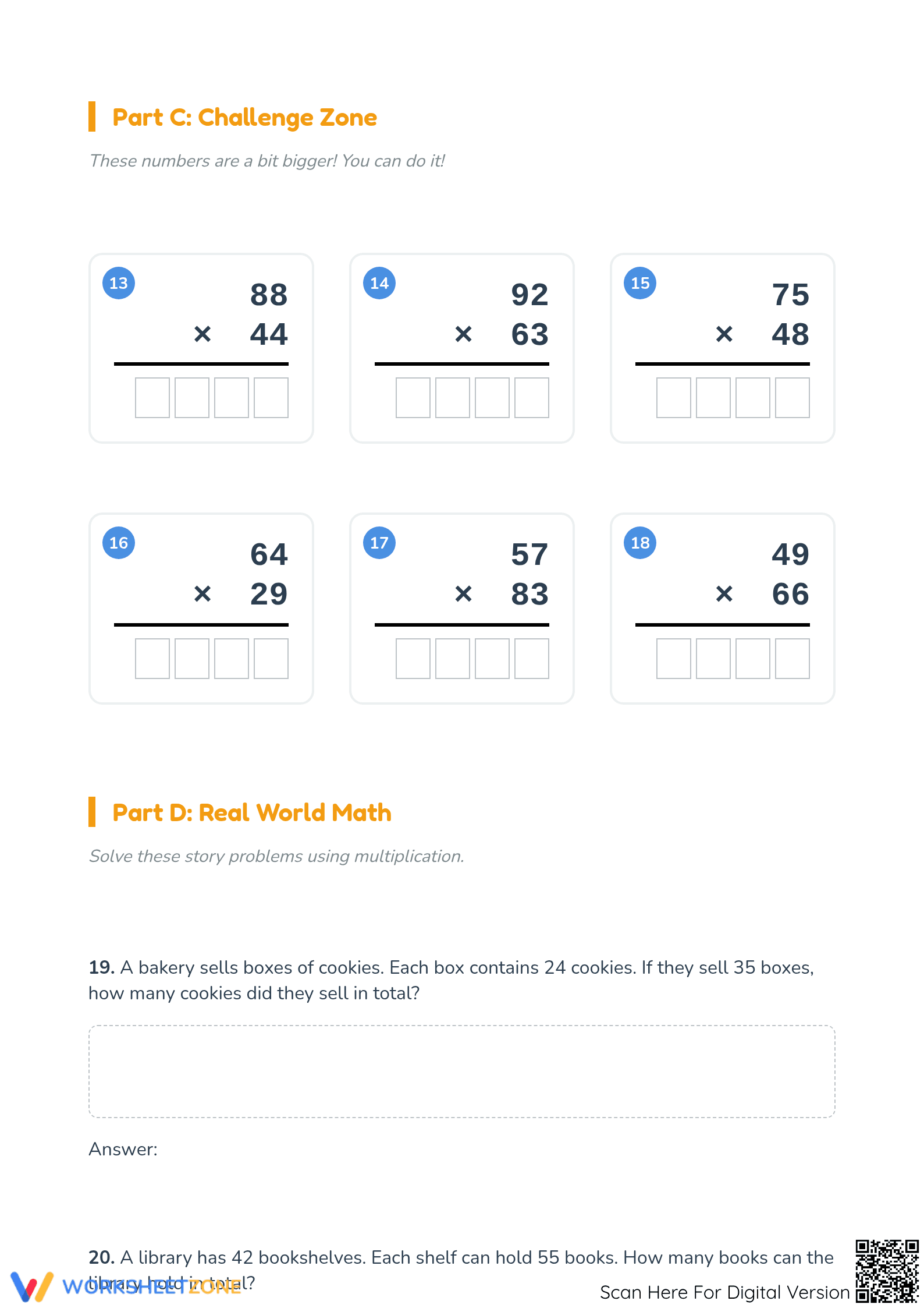 Printable 2-Digit Multiplication Mastery Grade 4 Math - Page 3