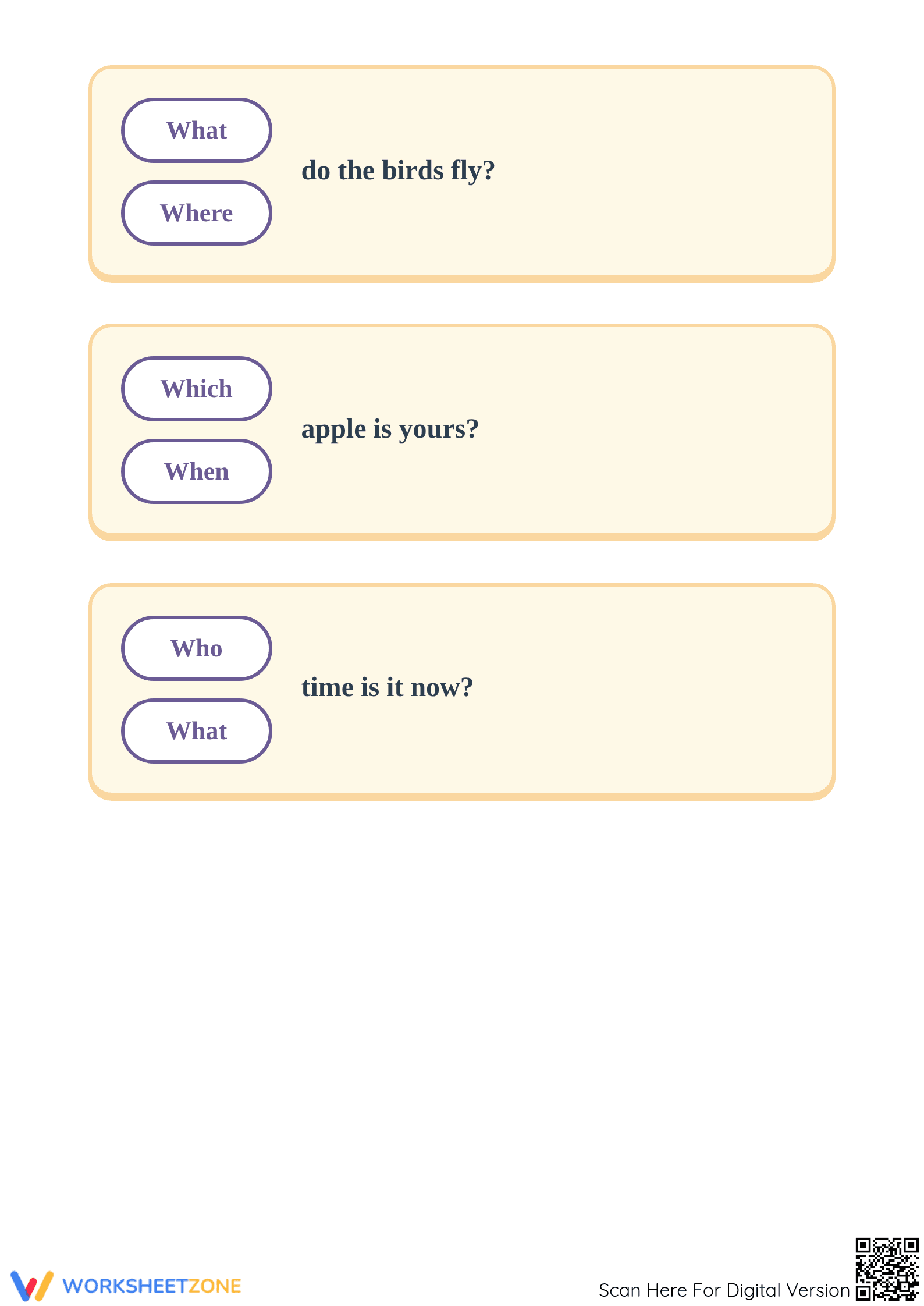 Printable Question Words Worksheet | Kindergarten ELA - Page 4