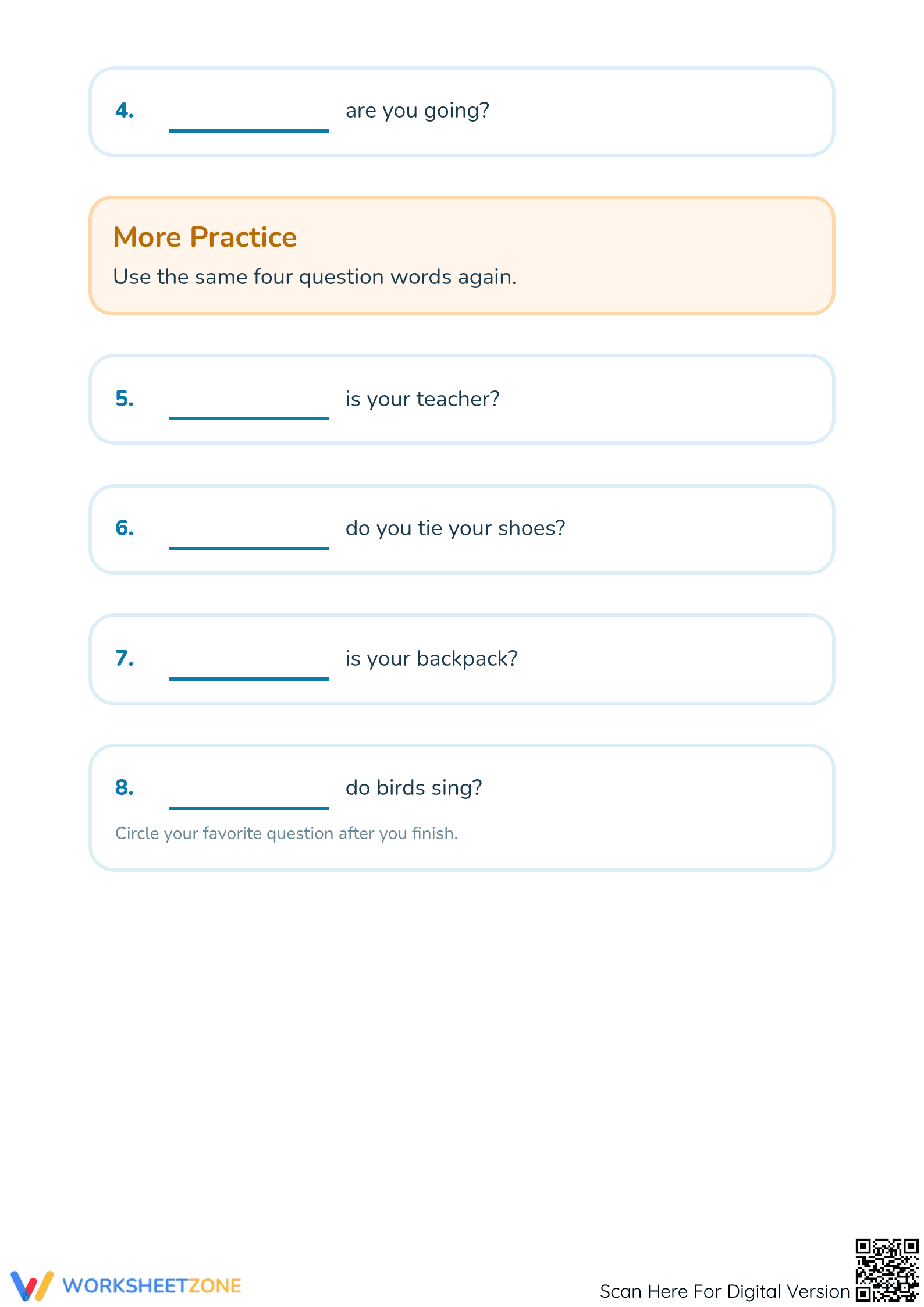 Printable Question Words Worksheet | Grade K ELA Essential - Page 2