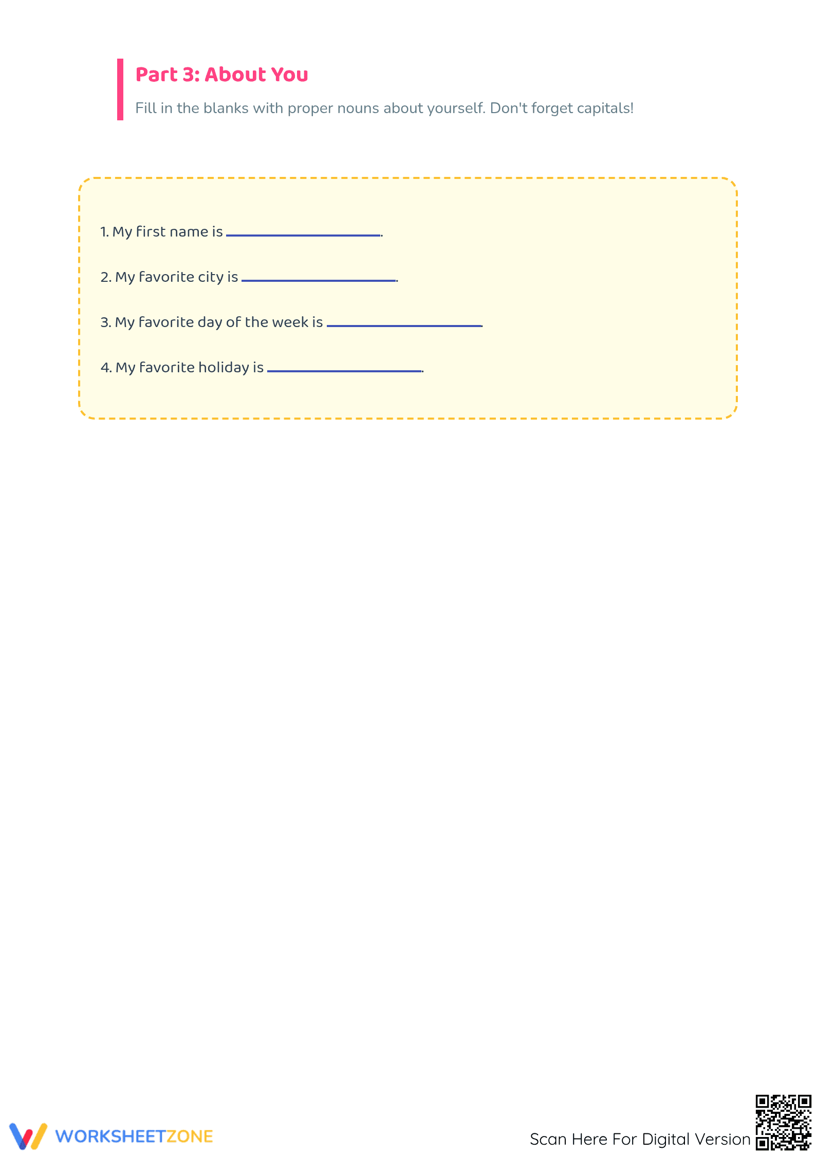 Proper Nouns Capitalization Worksheet | Grade 1 Printable - Page 3