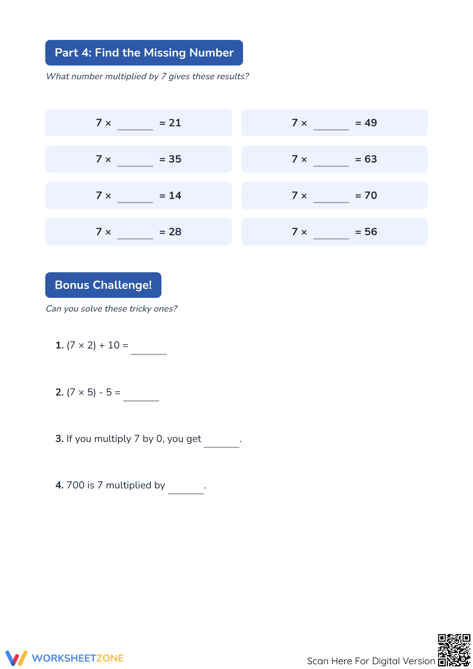 Essential 7 Times Table Worksheet | Grade 3 Math - Page 3