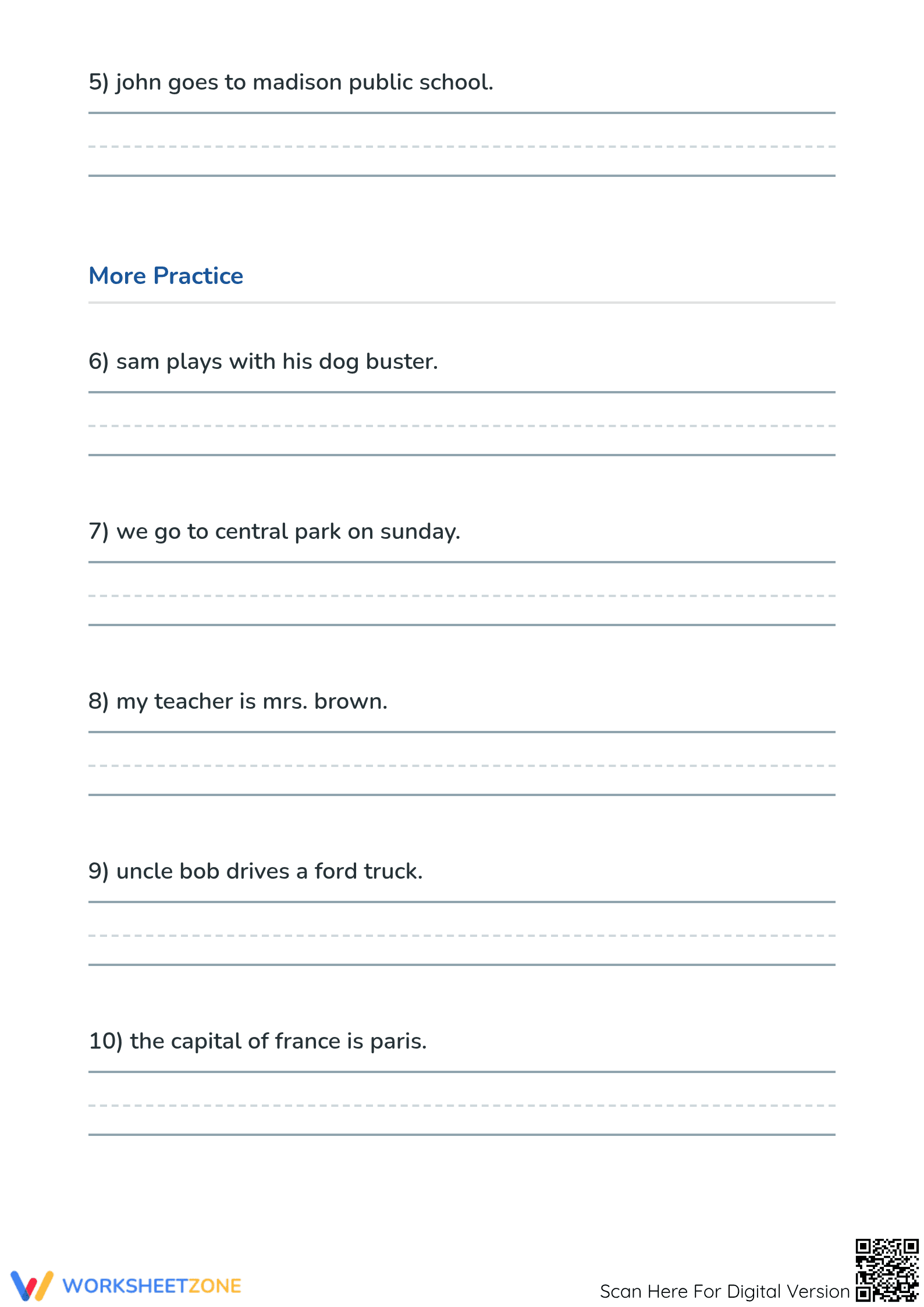 Capitalizing Proper Nouns Worksheet | Grade 1 Printable - Page 2