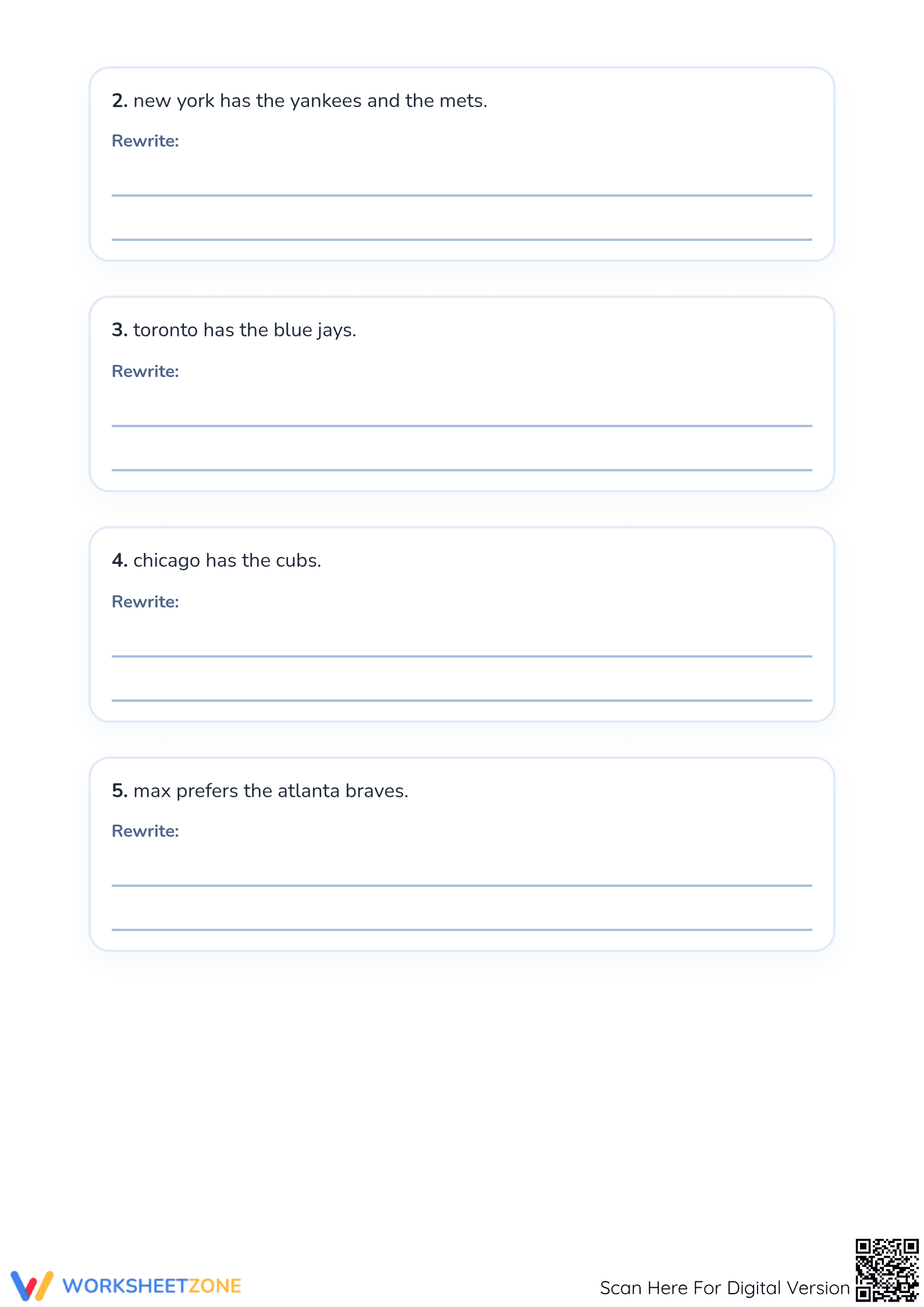 Printable Proper Nouns Capitalization Worksheet | Grade 1 - Page 2