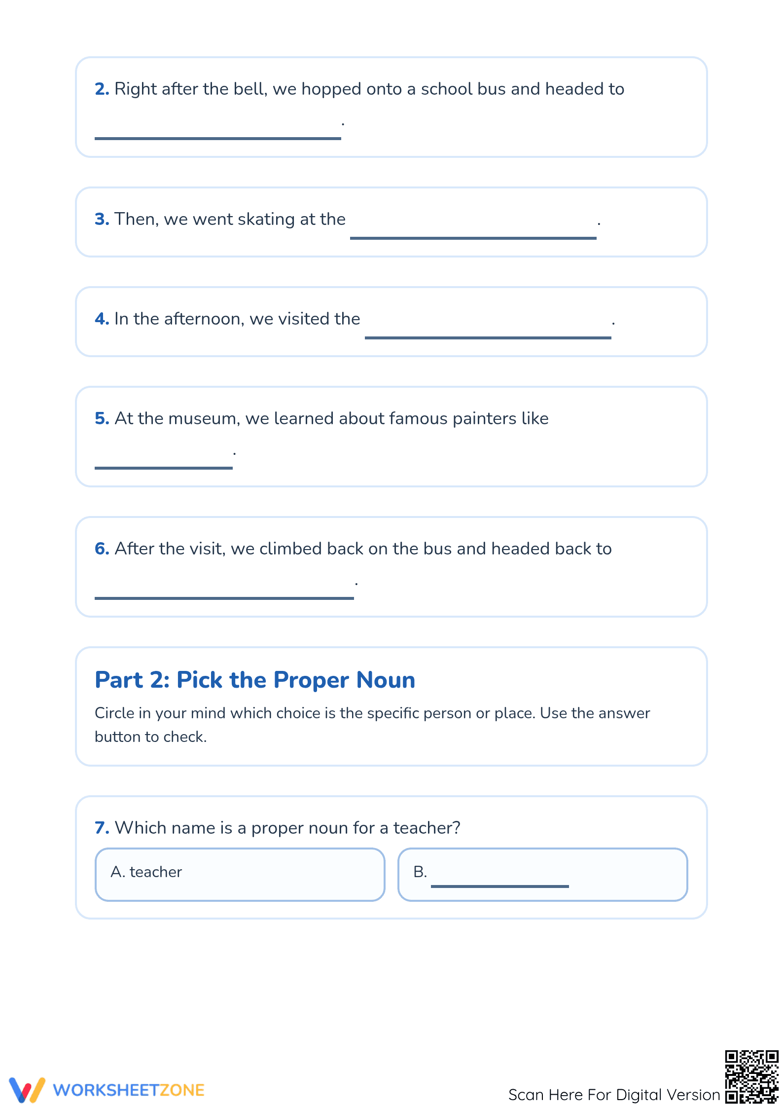 Printable Proper Nouns Worksheet | Grade 1 ELA Mastery - Page 2