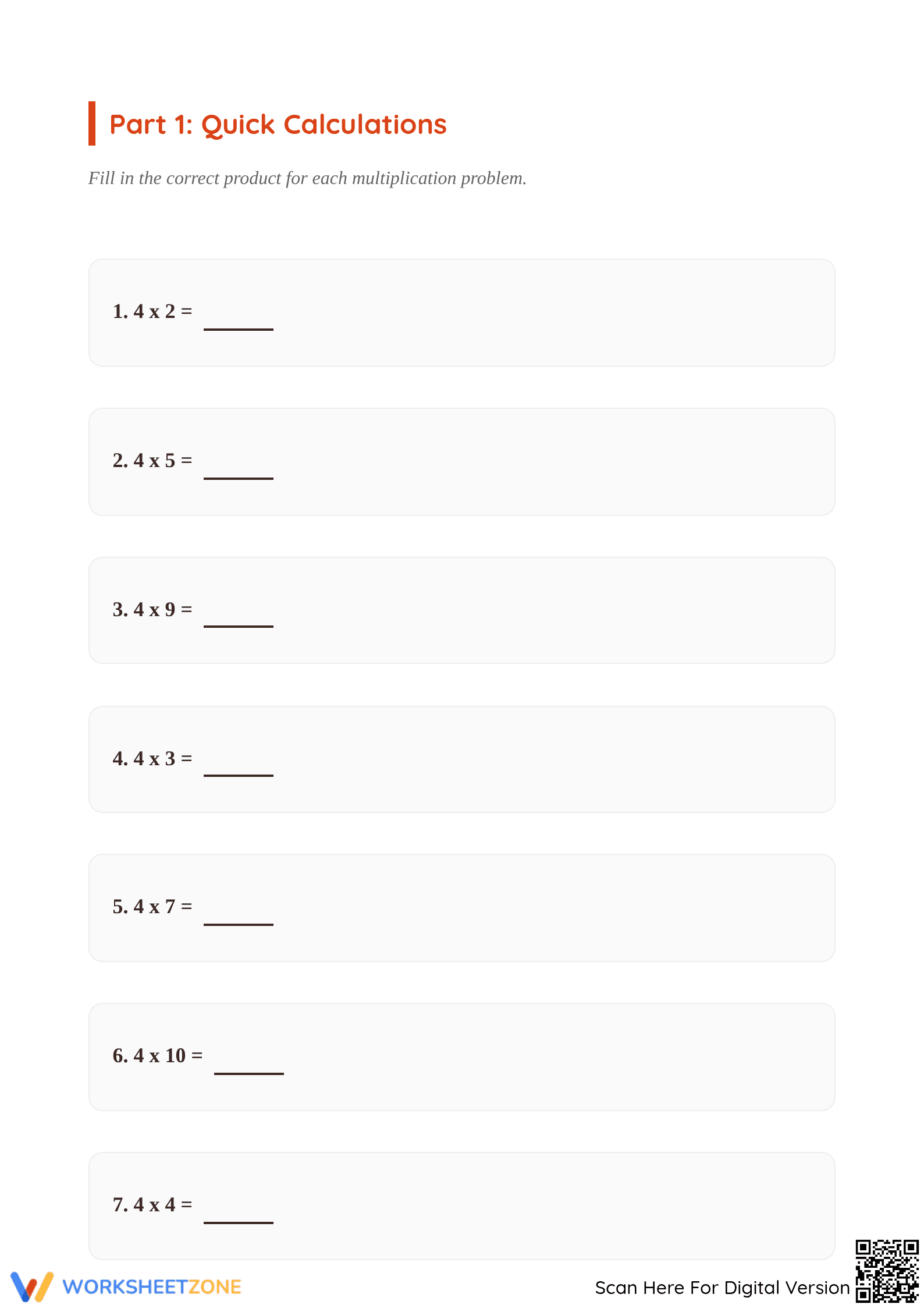 Printable 4 Times Table Chart & Practice | Grade 3 Math - Page 2