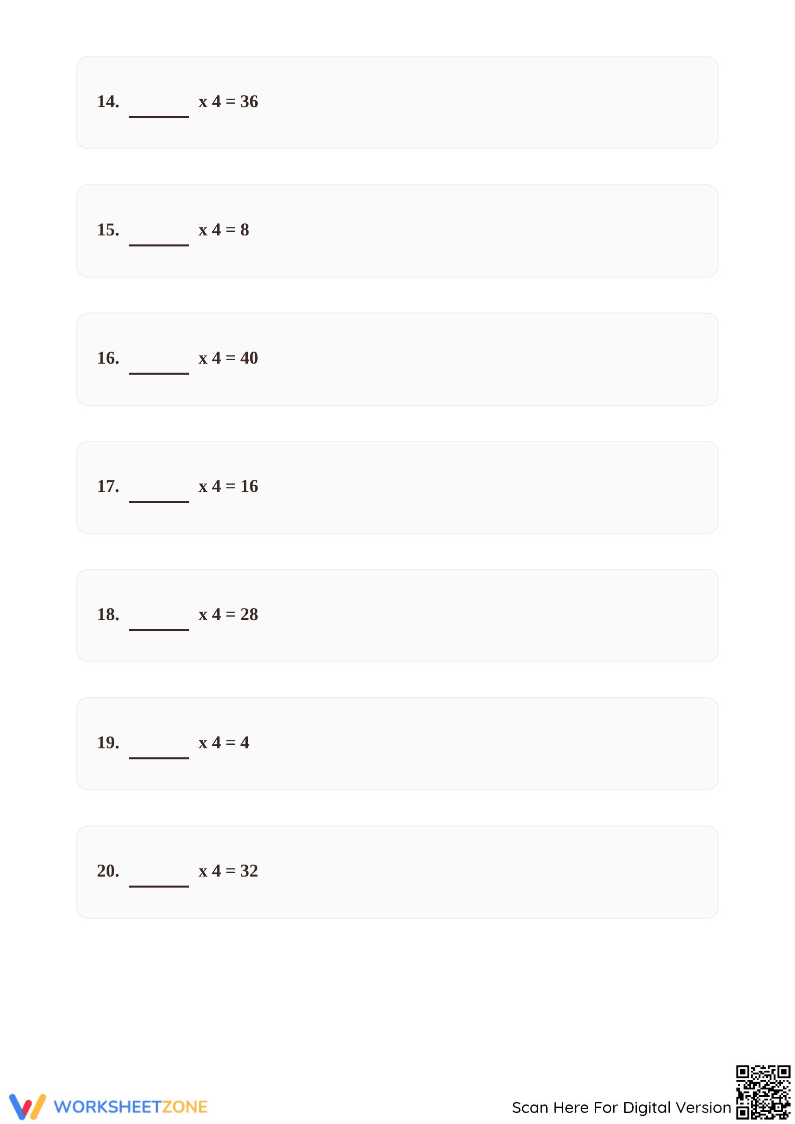 Printable 4 Times Table Chart & Practice | Grade 3 Math - Page 4