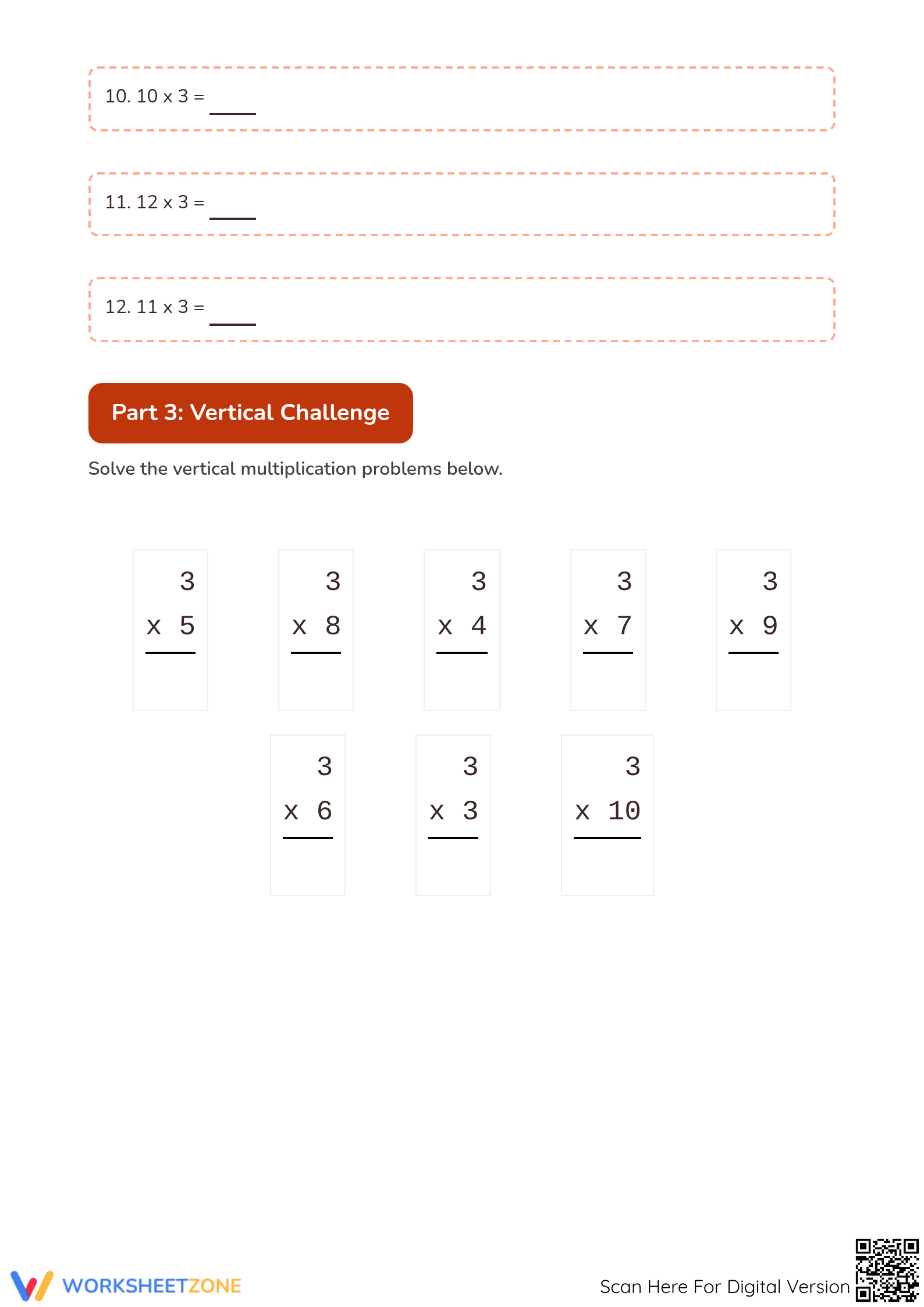 Printable 3x Times Table Worksheet | Grade 3 Math - Page 3