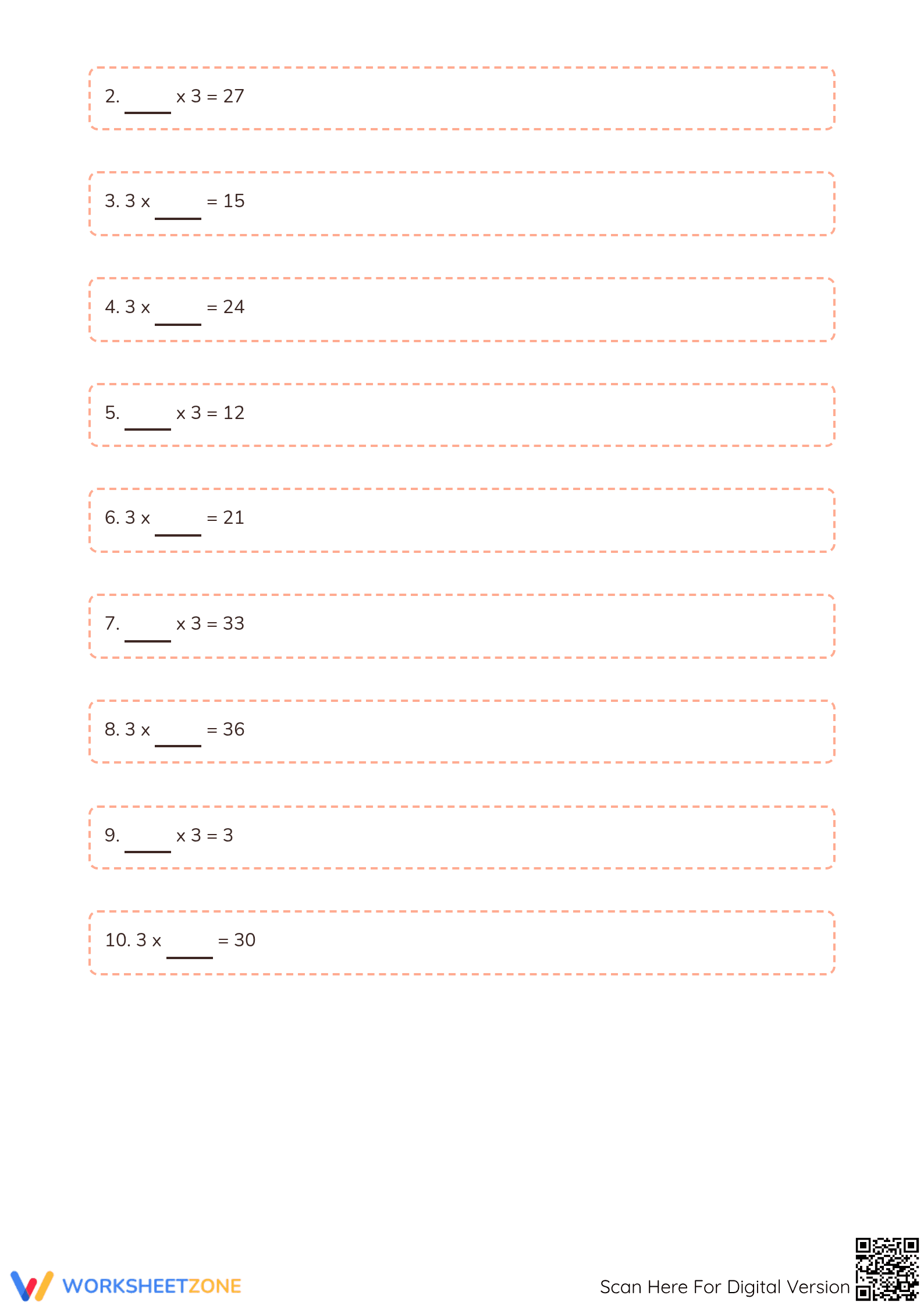 Printable 3x Times Table Worksheet | Grade 3 Math - Page 5