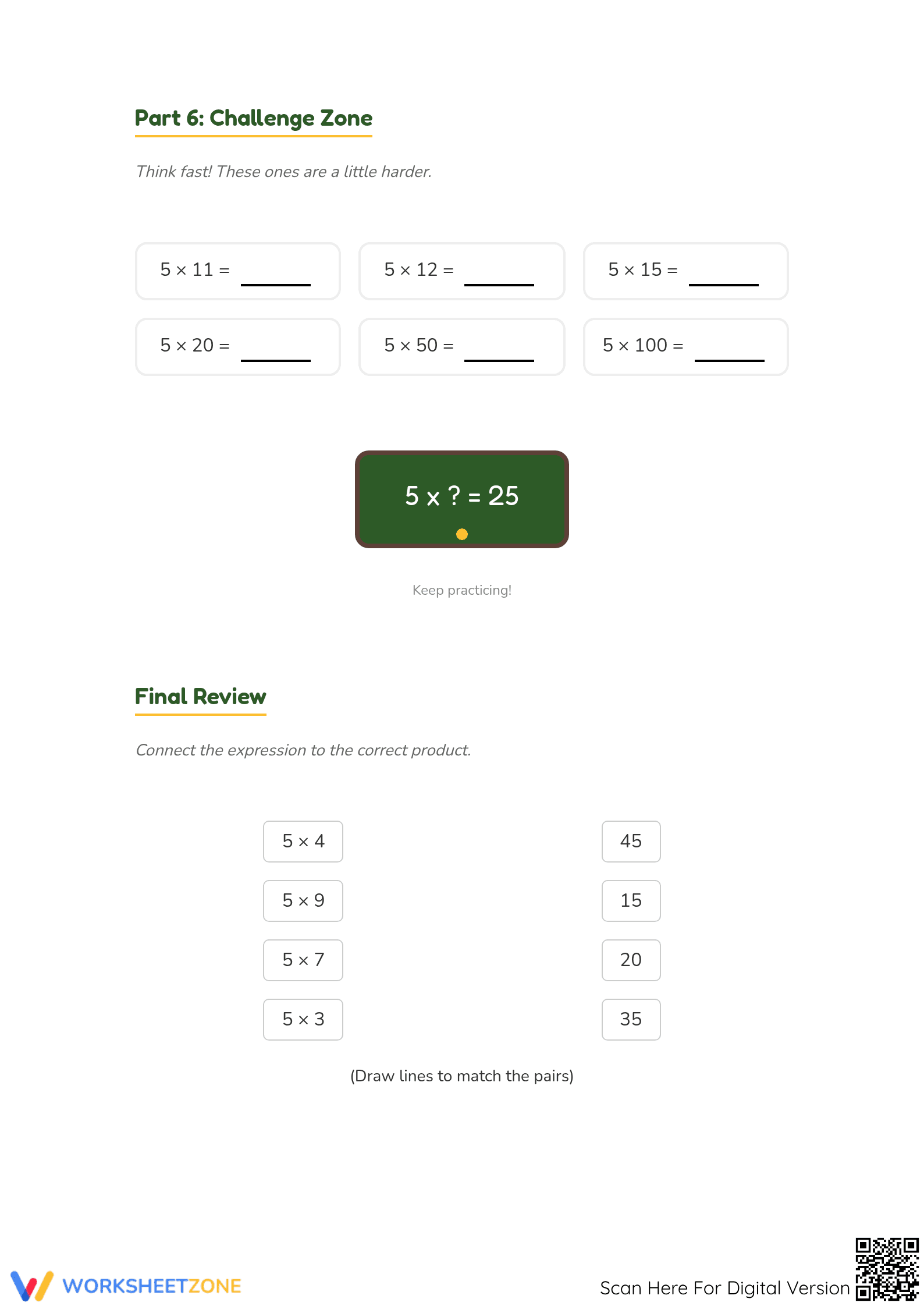 Essential 5 Times Table Worksheet | Grade 3-4 Math - Page 4